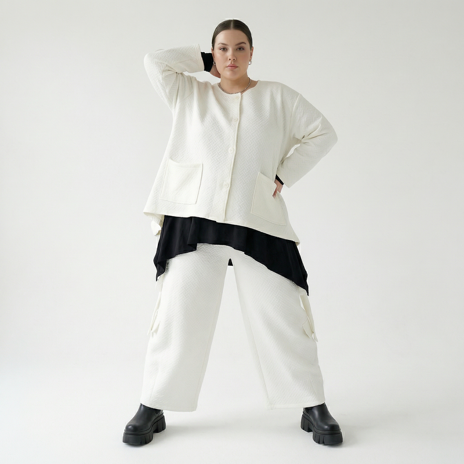  Ballonhose von AKH Fashion aus Baumwolle, 1567.07125, Weiß, ZickZack, Ausgefallen, Zeitlos