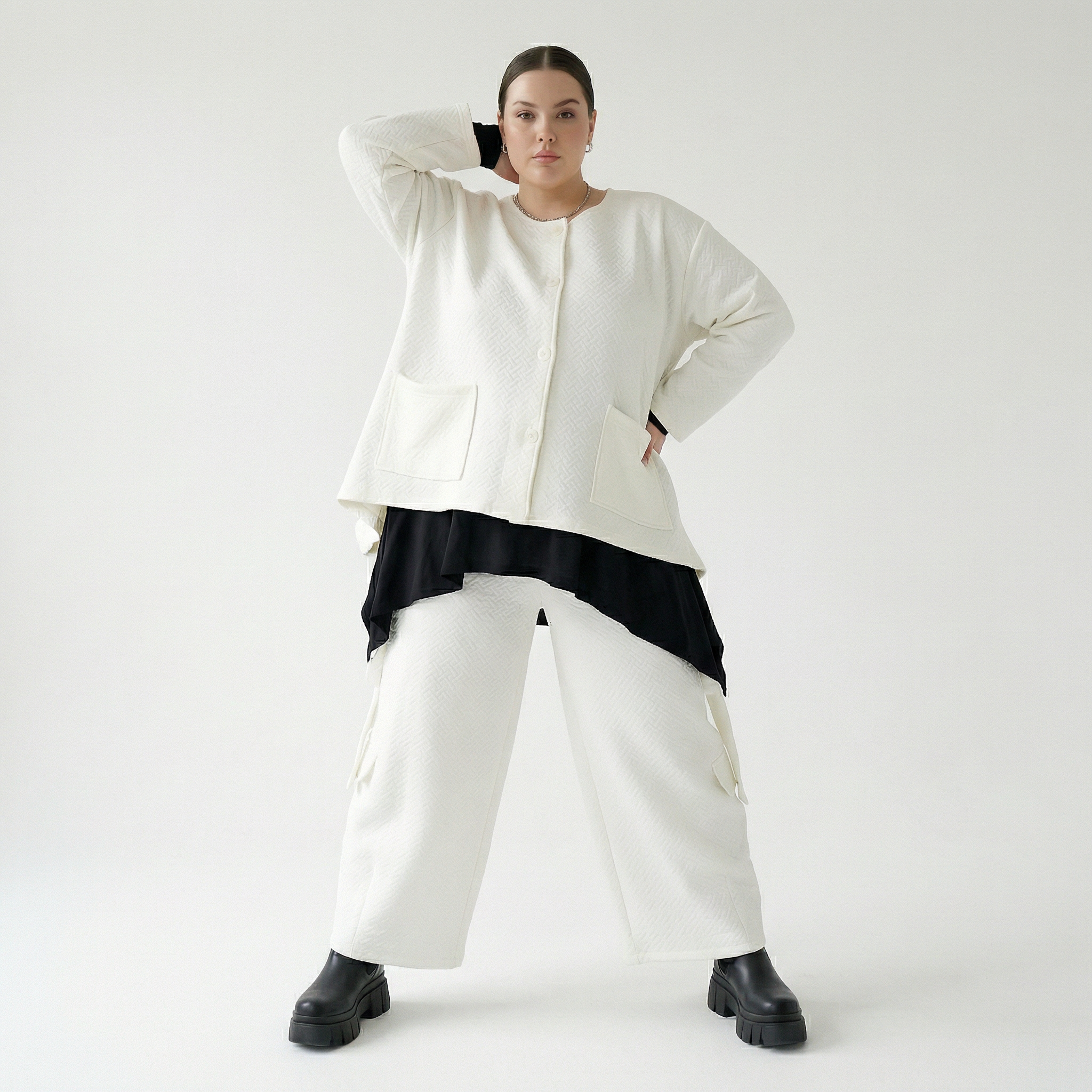  Ballonhose von AKH Fashion aus Baumwolle, 1567.07125, Weiß, ZickZack, Ausgefallen, Zeitlos