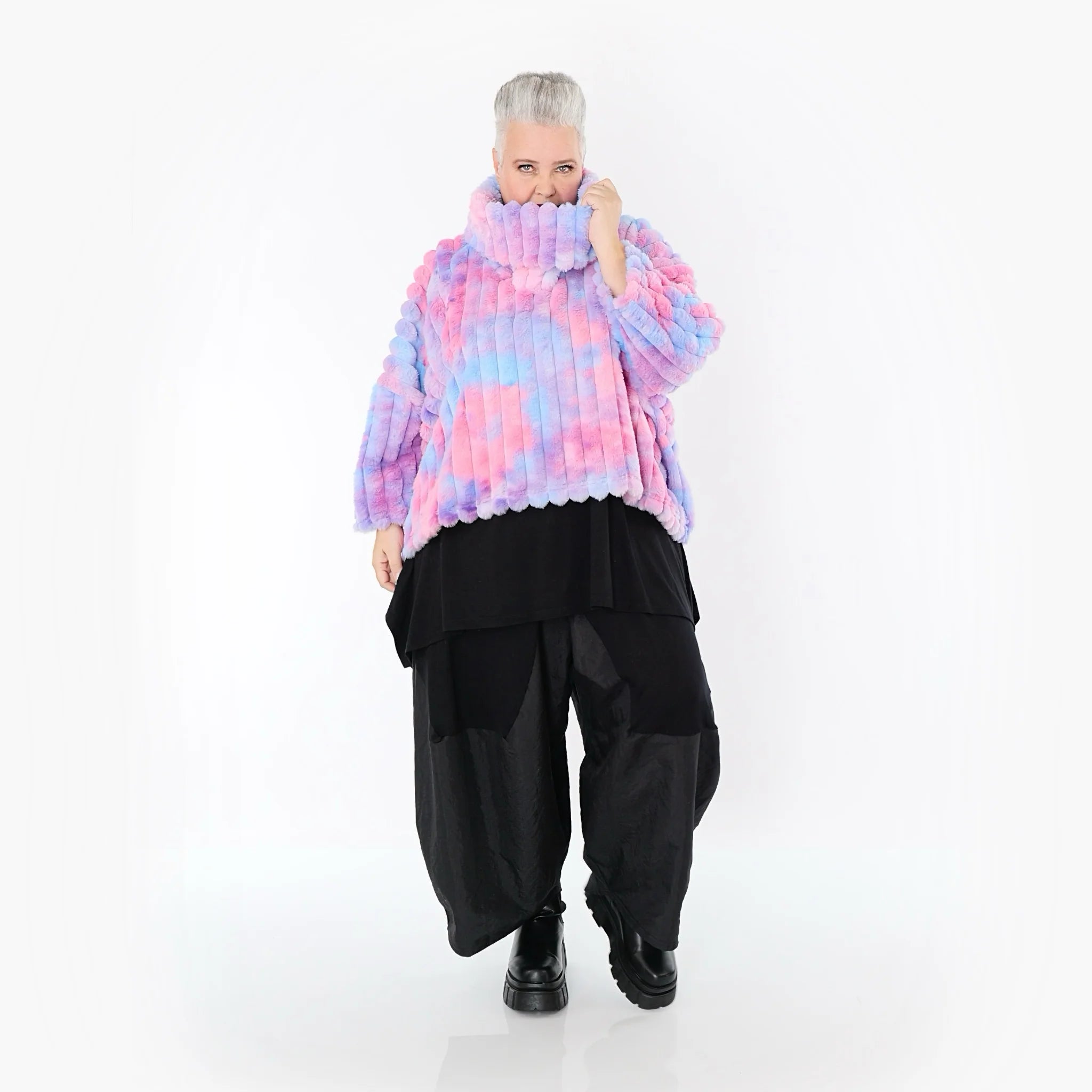  AKH Fashion Bigshirt in kastiger Form, aus Polyester, 1568.03090, Mehrfarbig, Blockstreifen