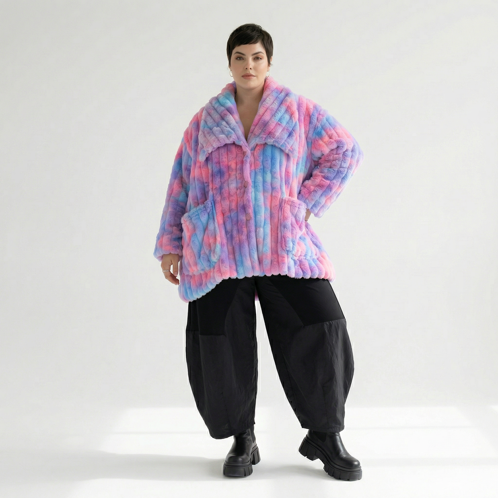  A-Form Jacke von AKH Fashion aus Polyester, 1568.06749, Mehrfarbig, Blockstreifen, Schick