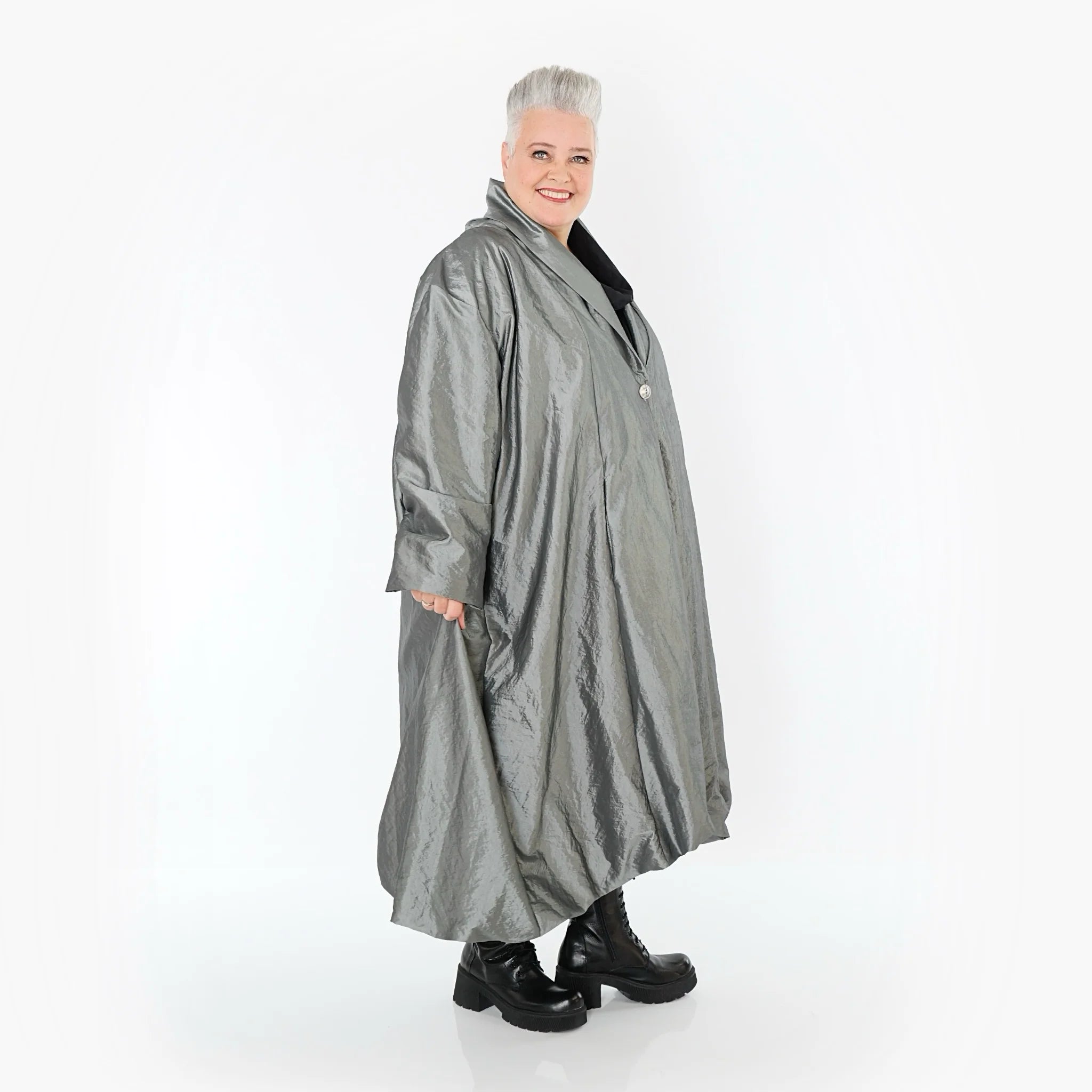  A-Form Mantel von AKH Premium aus Viskose, P106167, Grau, Ausgefallen, Zeitlos, Schick