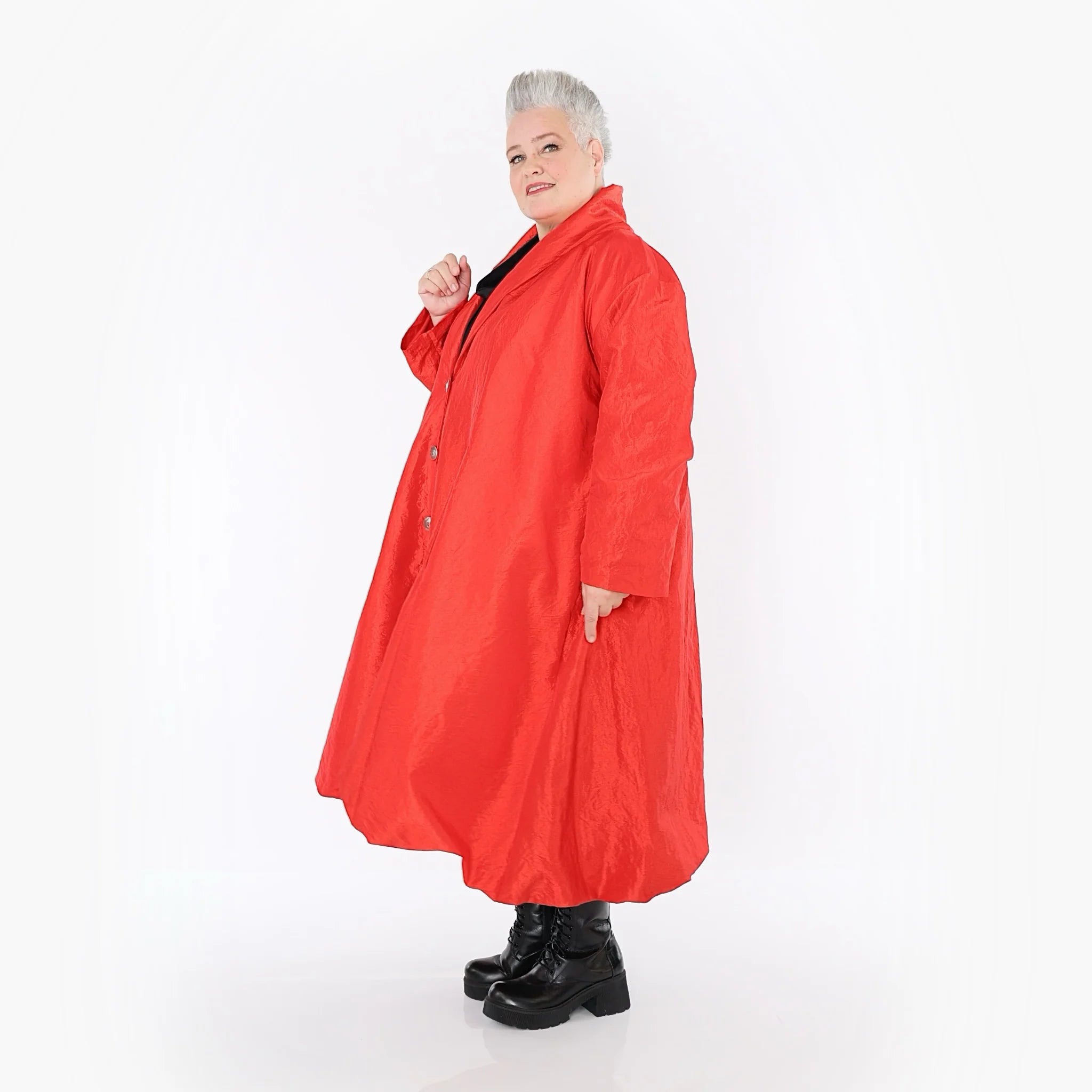  A-Form Mantel von AKH Premium aus Viskose, P106167, Rot, Ausgefallen, Zeitlos, Schick