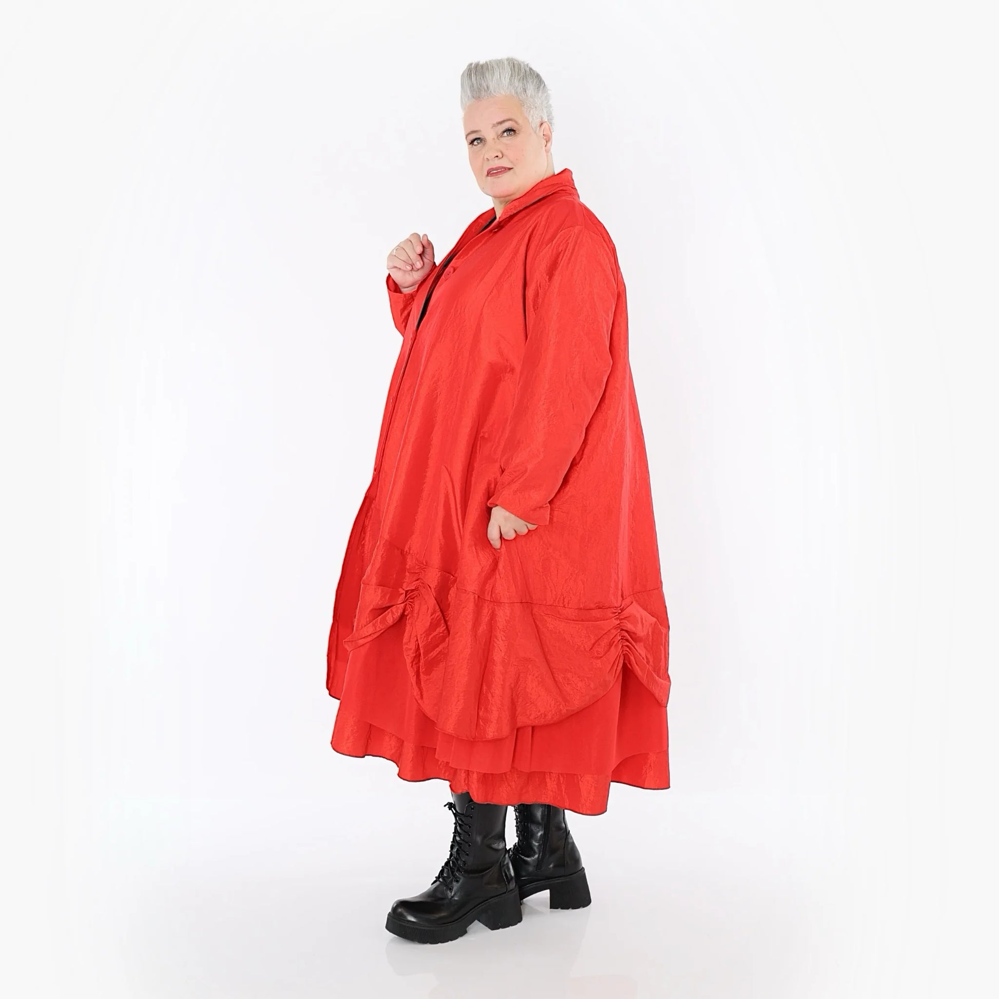  A-Form Mantel von AKH Premium aus Viskose, P106959, Rot, Ausgefallen, Zeitlos, Schick