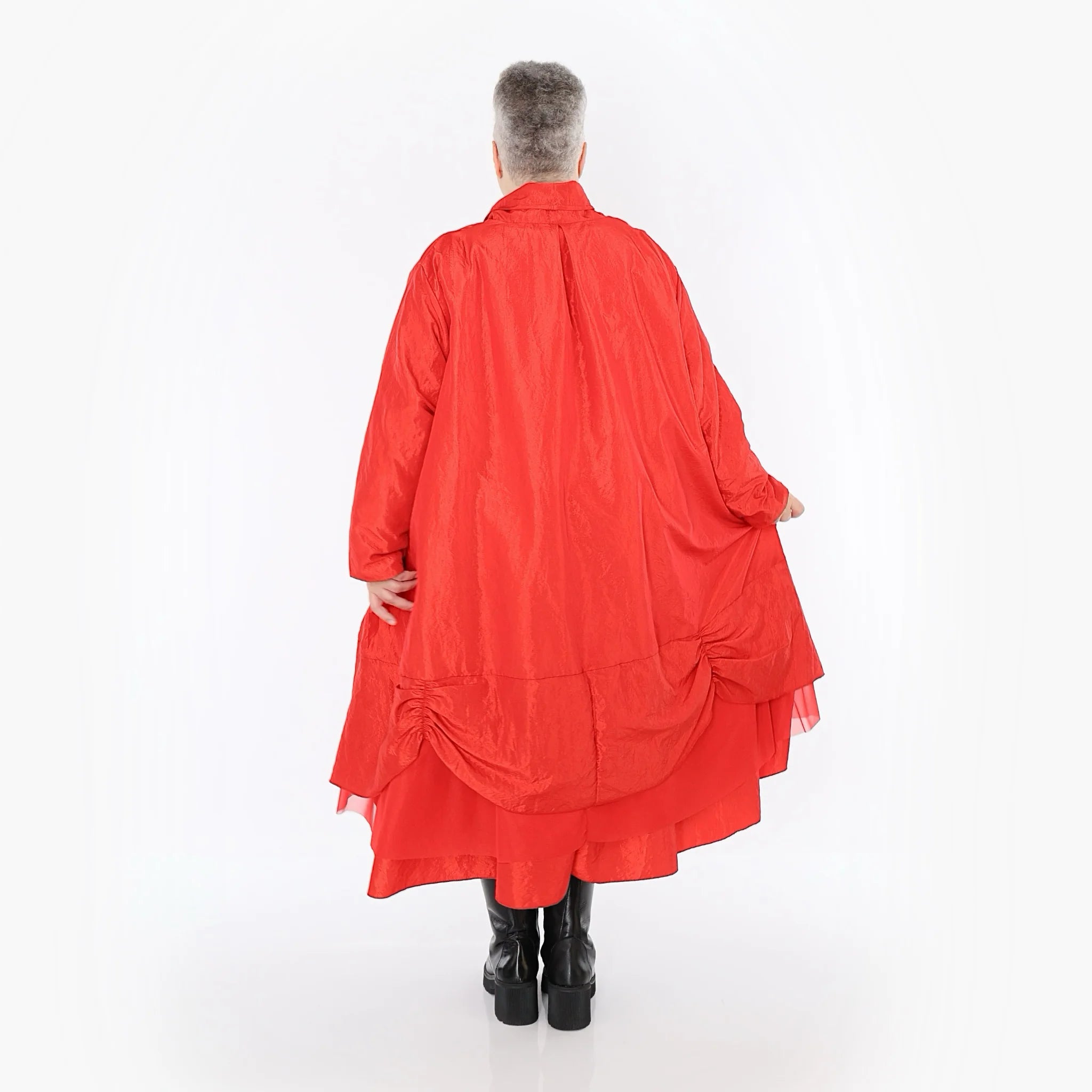 A-Form Mantel von AKH Premium aus Viskose, P106959, Rot, Ausgefallen, Zeitlos, Schick