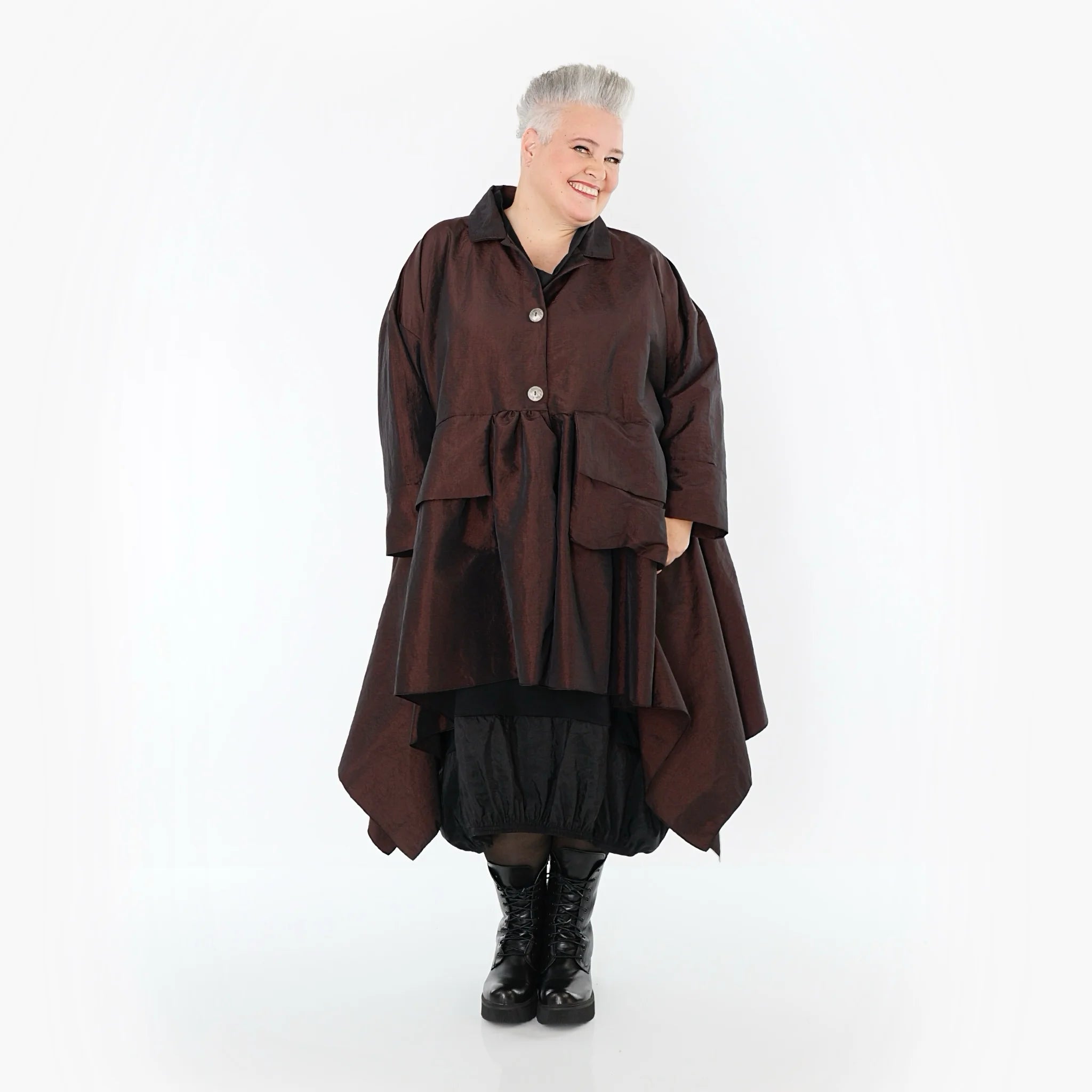  A-Form Jacke von AKH Premium aus Viskose, P107147, Braun, Ausgefallen, Zeitlos, Schick