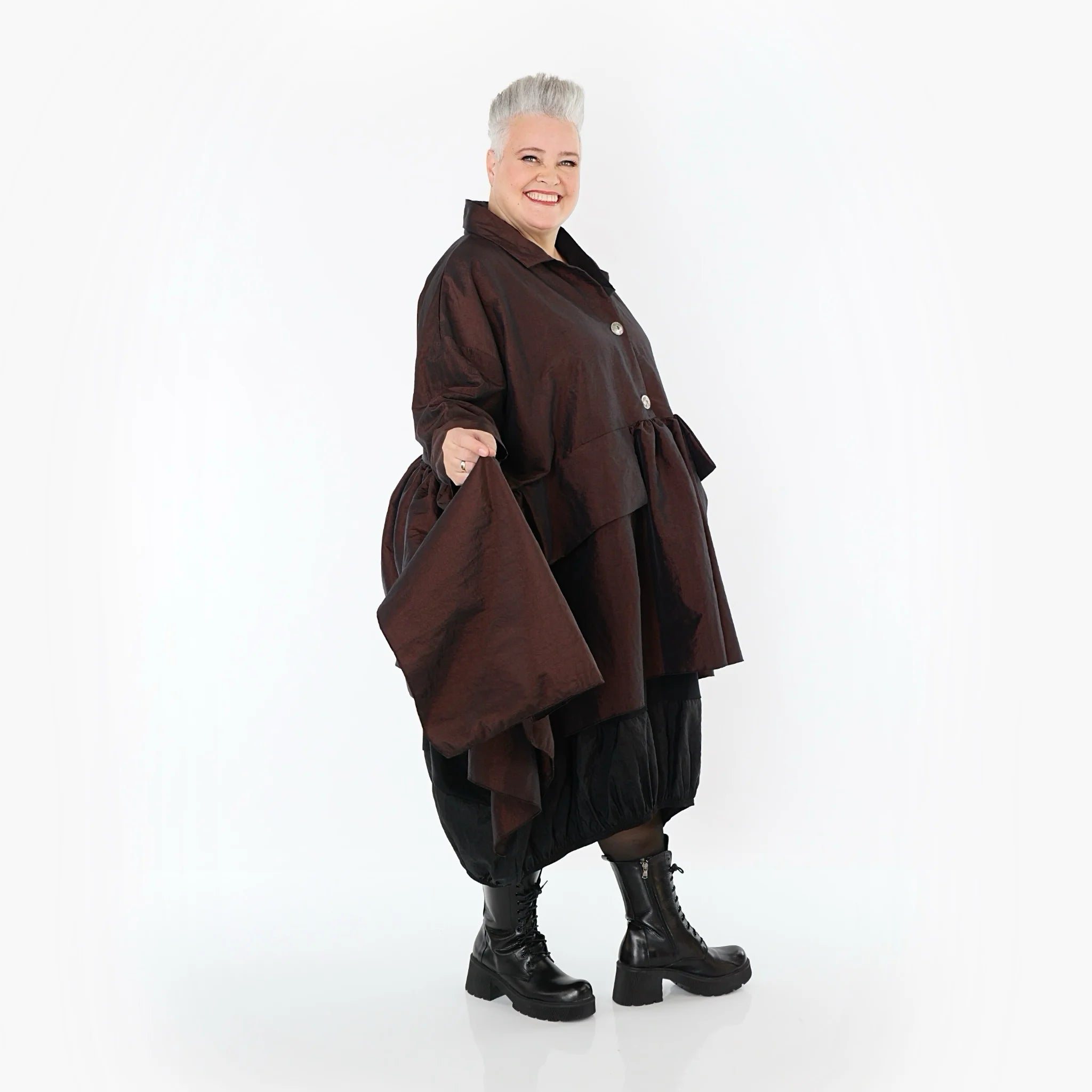  A-Form Jacke von AKH Premium aus Viskose, P107147, Braun, Ausgefallen, Zeitlos, Schick