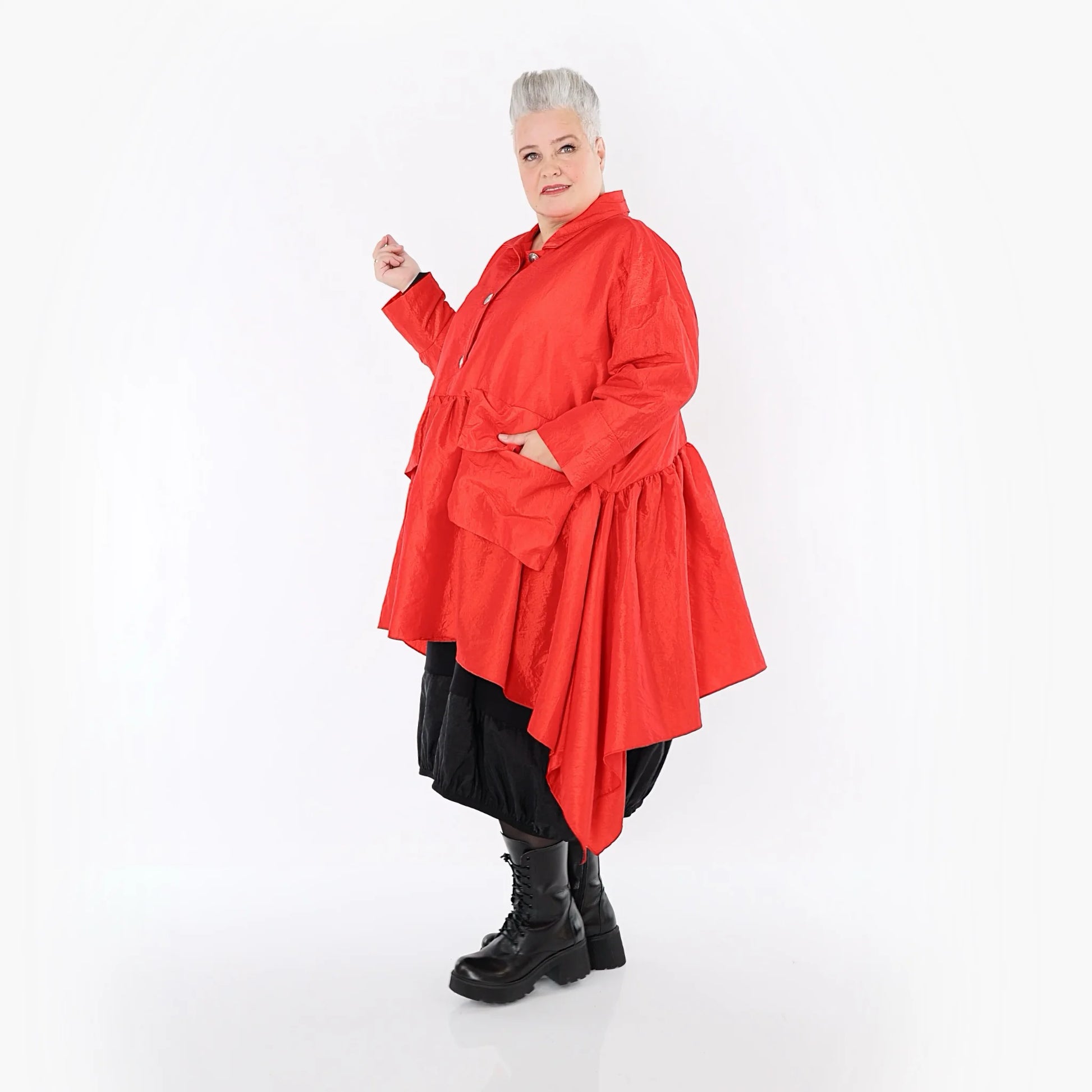  A-Form Jacke von AKH Premium aus Viskose, P107147, Rot, Ausgefallen, Zeitlos, Schick