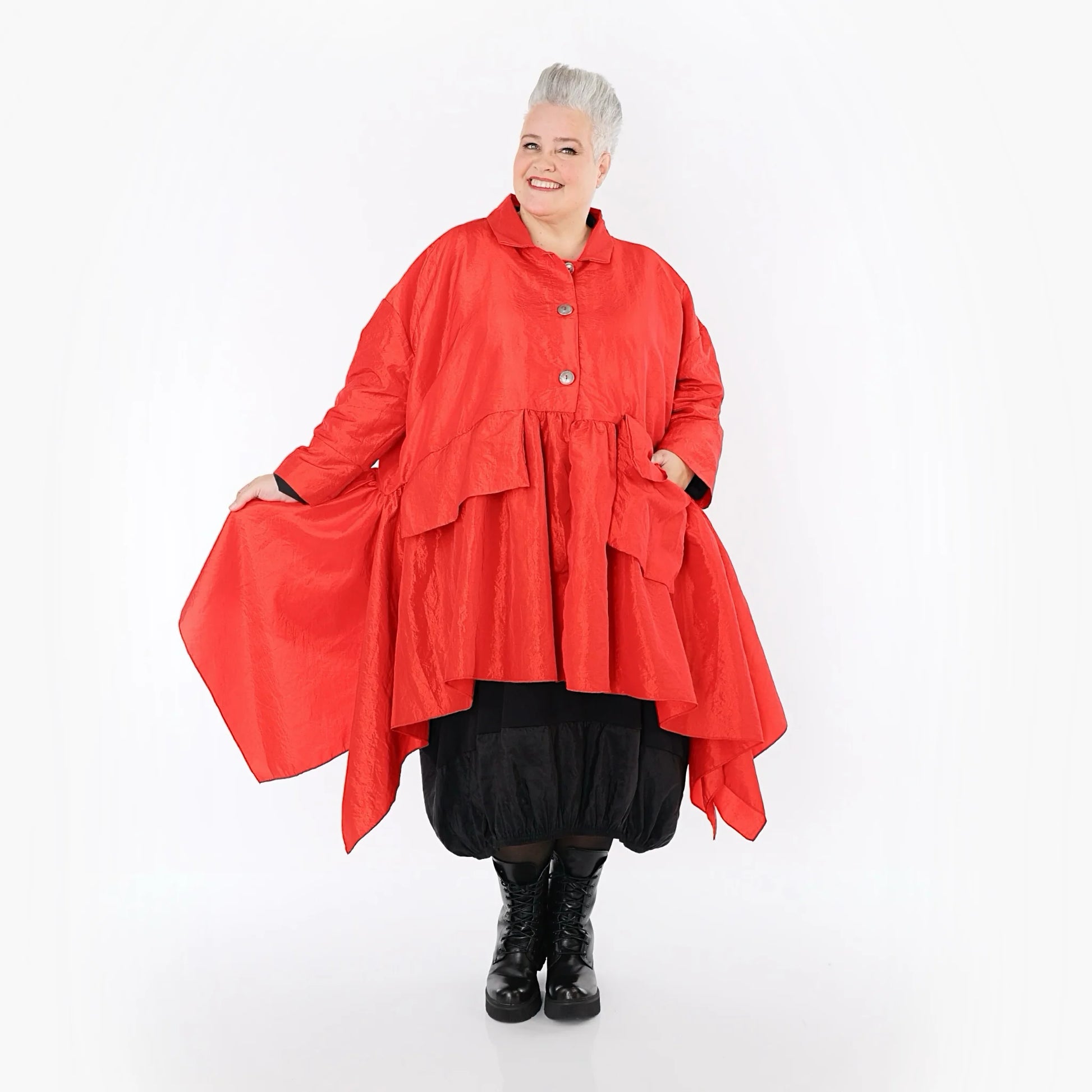  A-Form Jacke von AKH Premium aus Viskose, P107147, Rot, Ausgefallen, Zeitlos, Schick