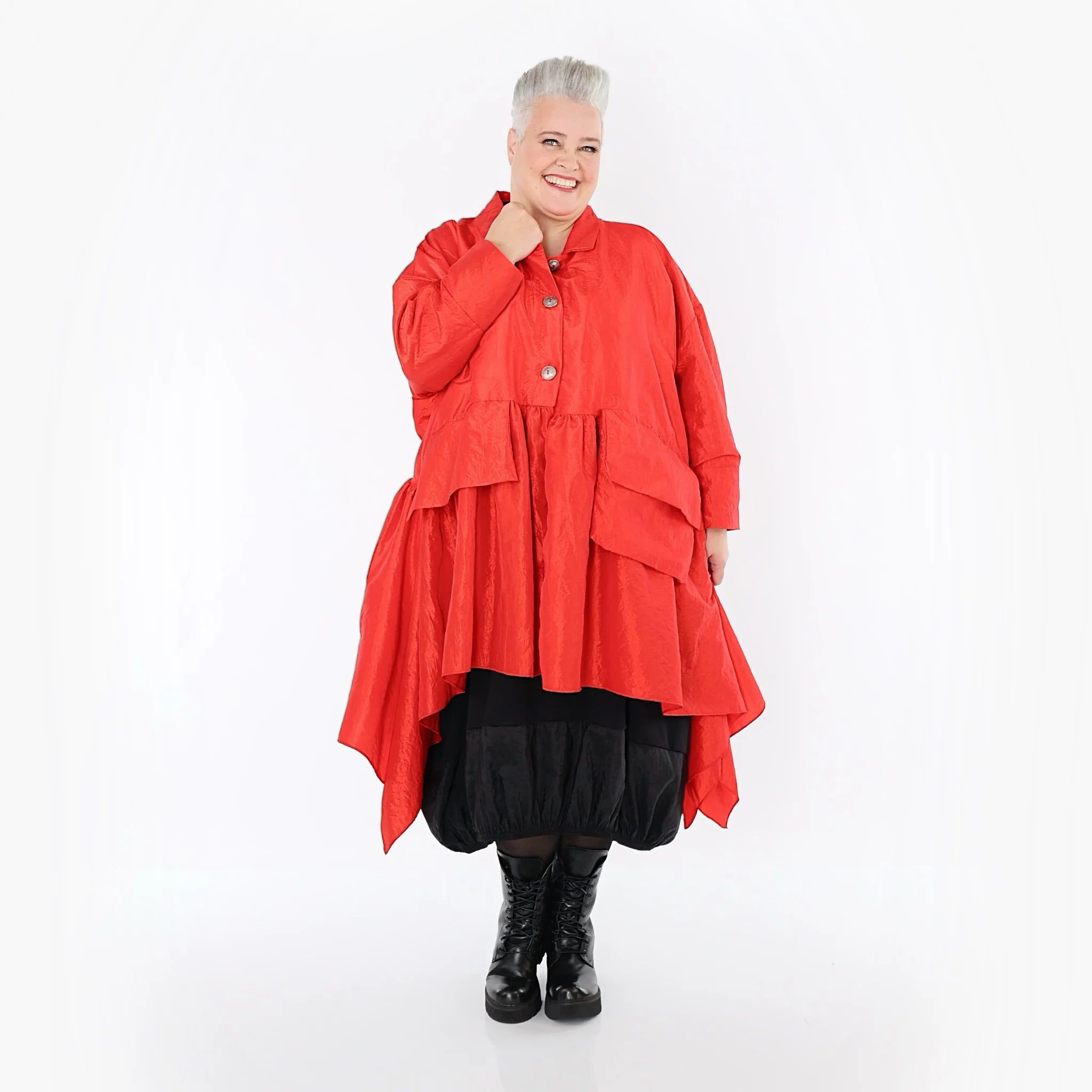  A-Form Jacke von AKH Premium aus Viskose, P107147, Rot, Ausgefallen, Zeitlos, Schick