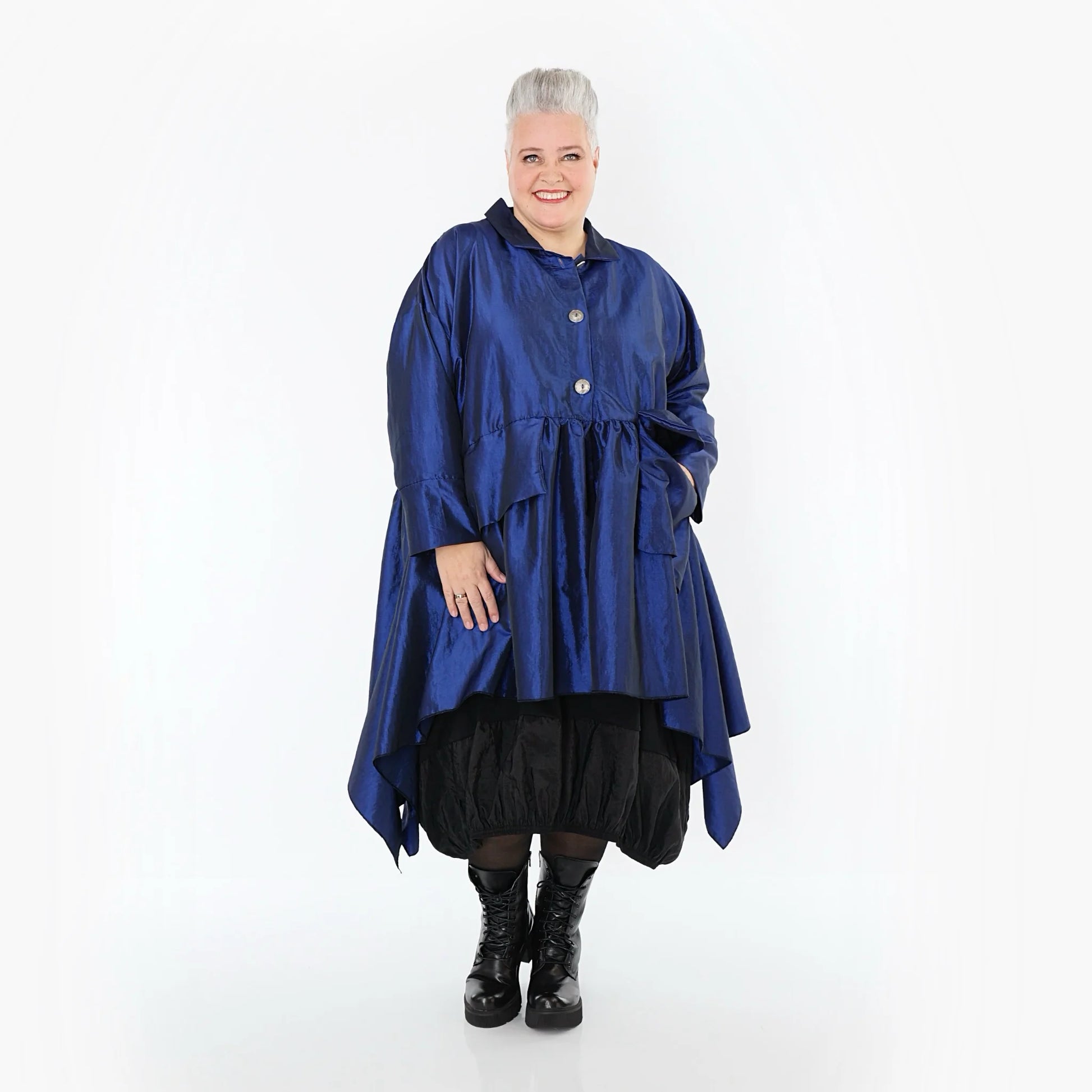  A-Form Jacke von AKH Premium aus Viskose, P107147, Royalblau, Ausgefallen, Zeitlos, Schick