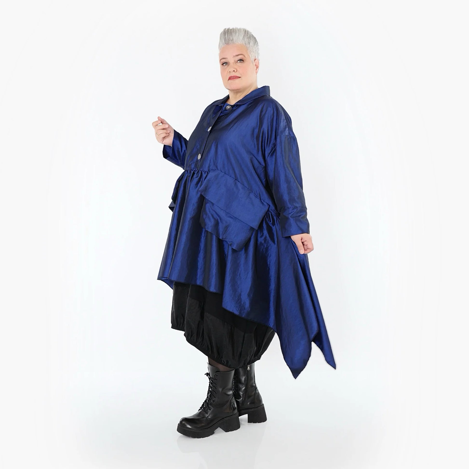  A-Form Jacke von AKH Premium aus Viskose, P107147, Royalblau, Ausgefallen, Zeitlos, Schick