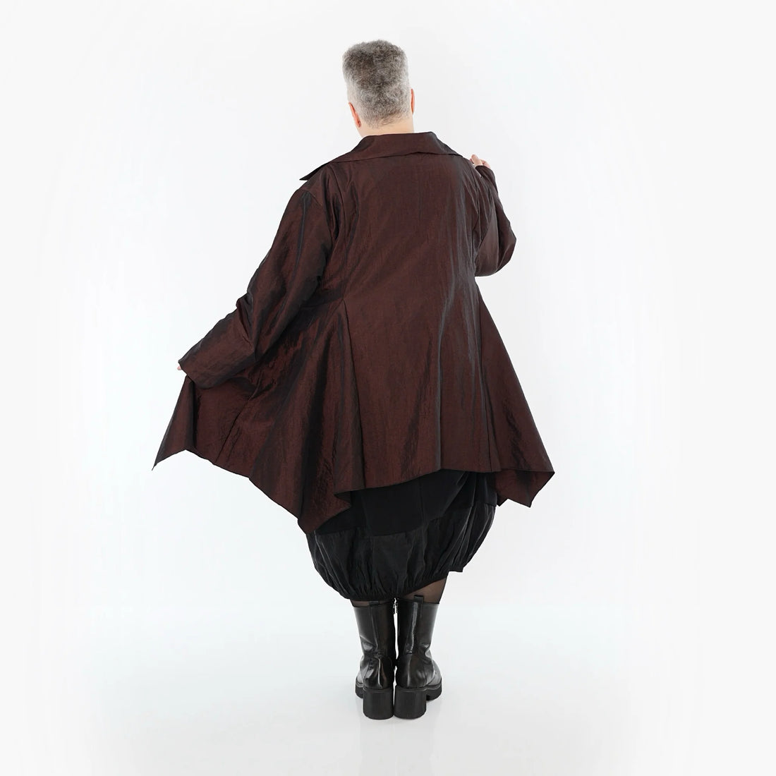  AKH Premium Jacke in Glocken-Form, aus Viskose, P107148, Braun, Ausgefallen, Zeitlos