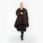  AKH Premium Jacke in Glocken-Form, aus Viskose, P107148, Braun, Ausgefallen, Zeitlos