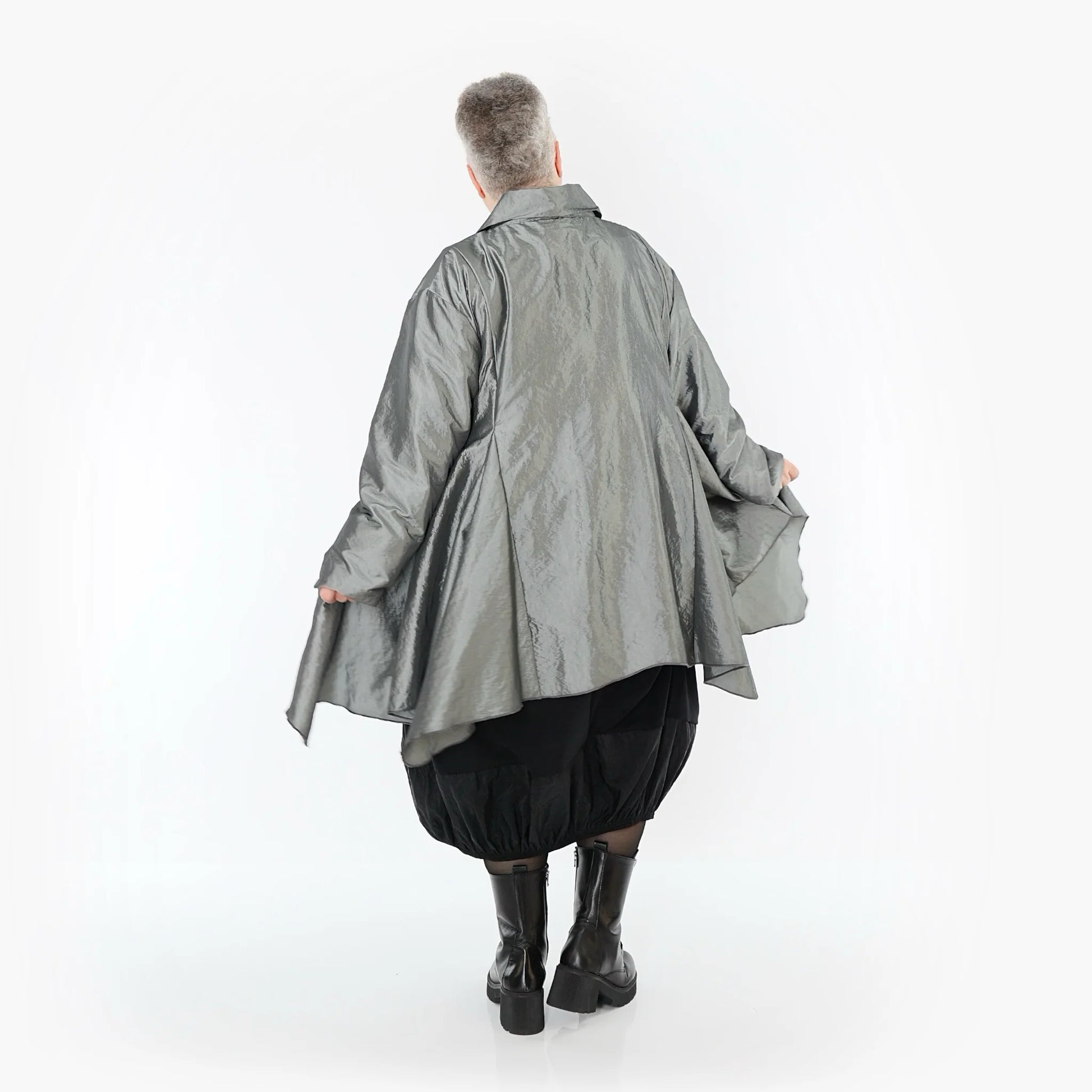  AKH Premium Jacke in Glocken-Form, aus Viskose, P107148, Grau, Ausgefallen, Zeitlos