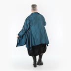  AKH Premium Jacke in Glocken-Form, aus Viskose, P107148, Petrol, Ausgefallen, Zeitlos