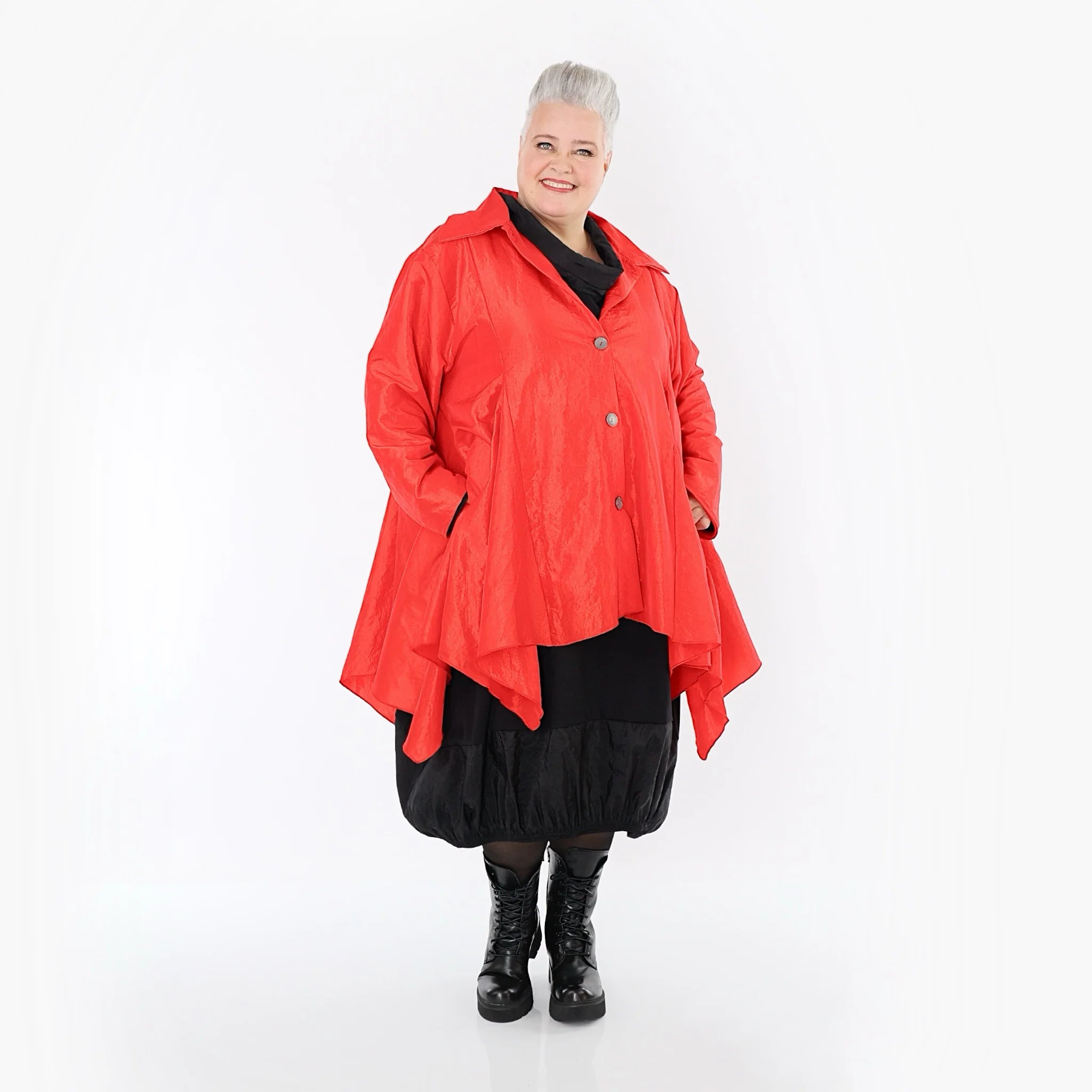  AKH Premium Jacke in Glocken-Form, aus Viskose, P107148, Rot, Ausgefallen, Zeitlos, Schick