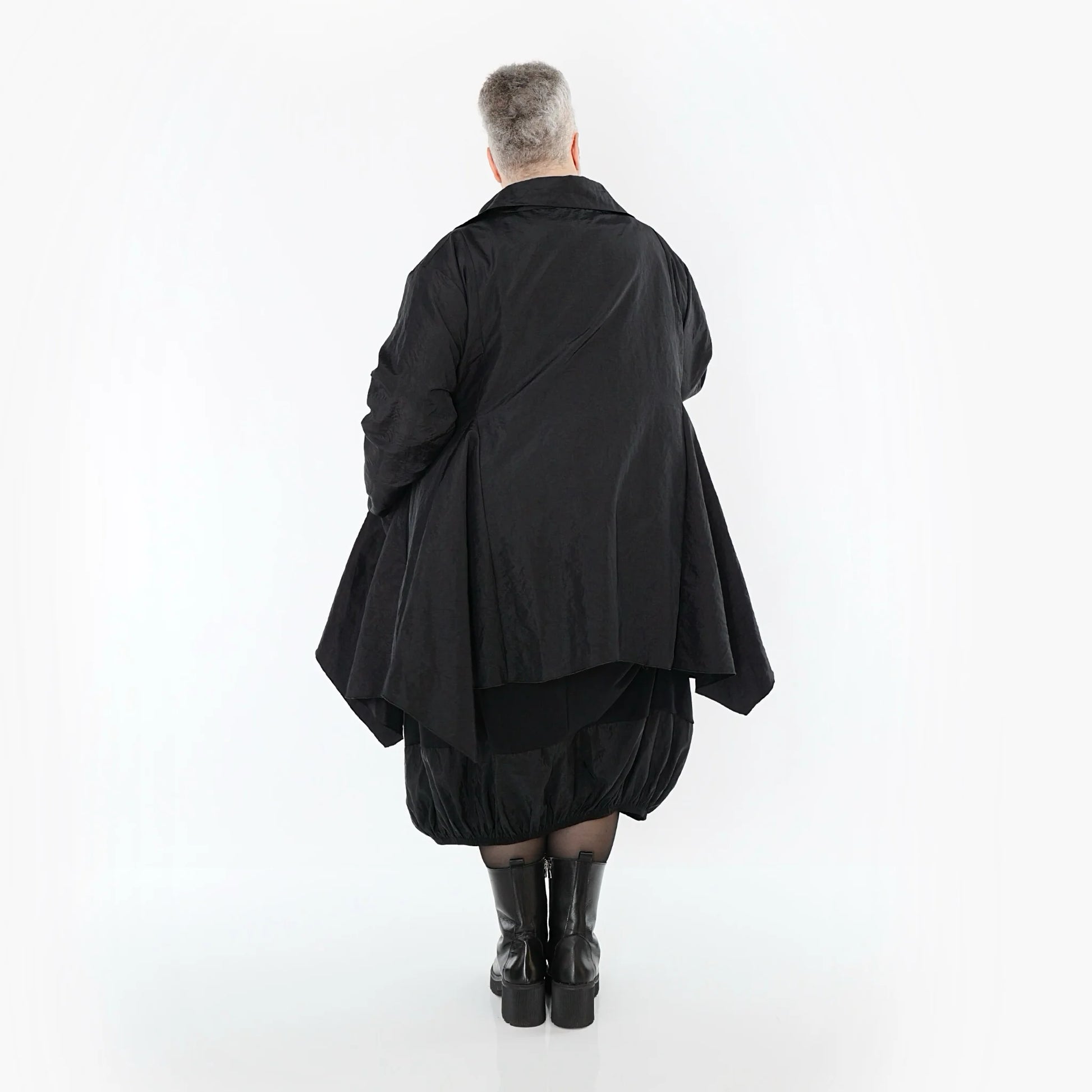  AKH Premium Jacke in Glocken-Form, aus Viskose, P107148, Schwarz, Ausgefallen, Zeitlos