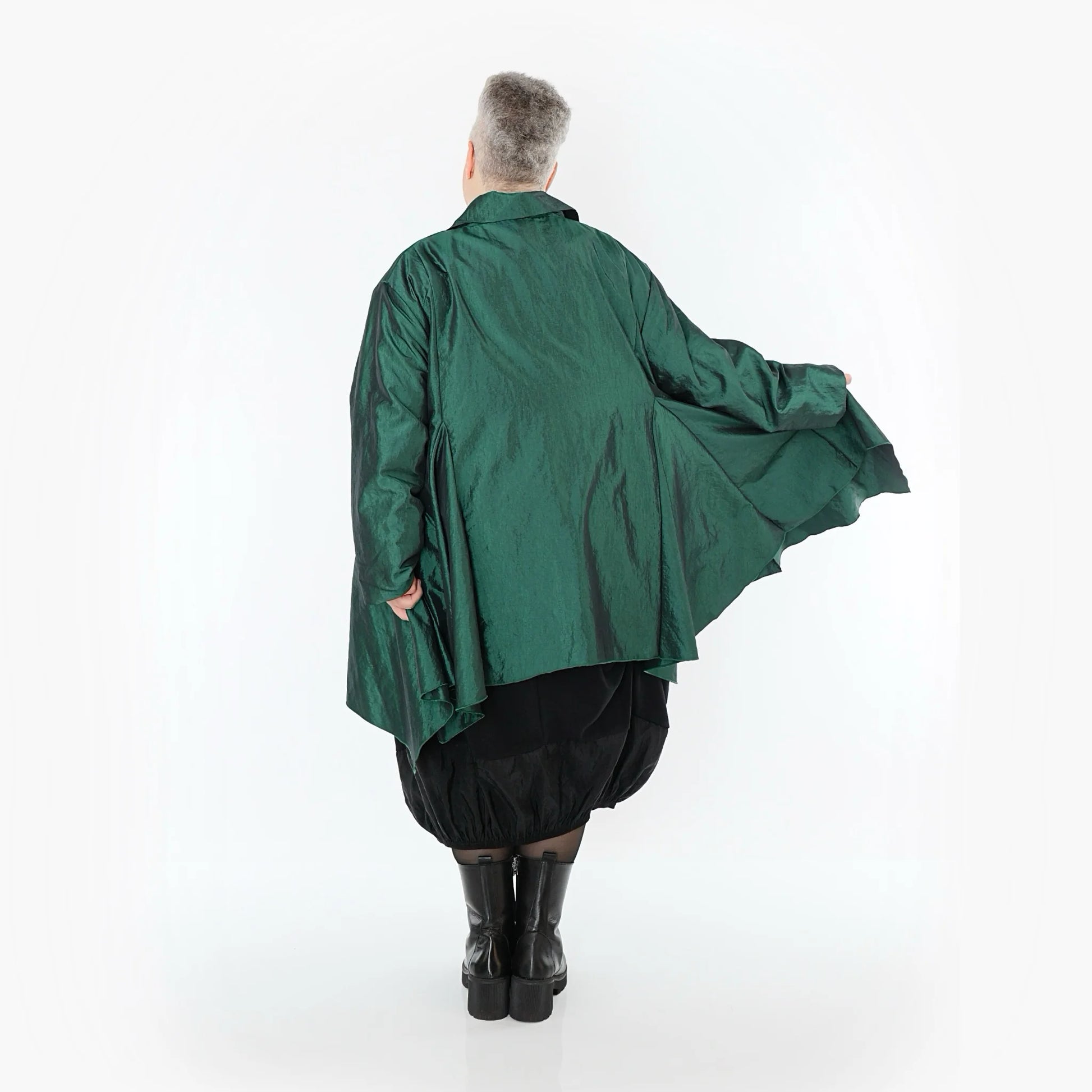  AKH Premium Jacke in Glocken-Form, aus Viskose, P107148, Smaragd, Ausgefallen, Zeitlos