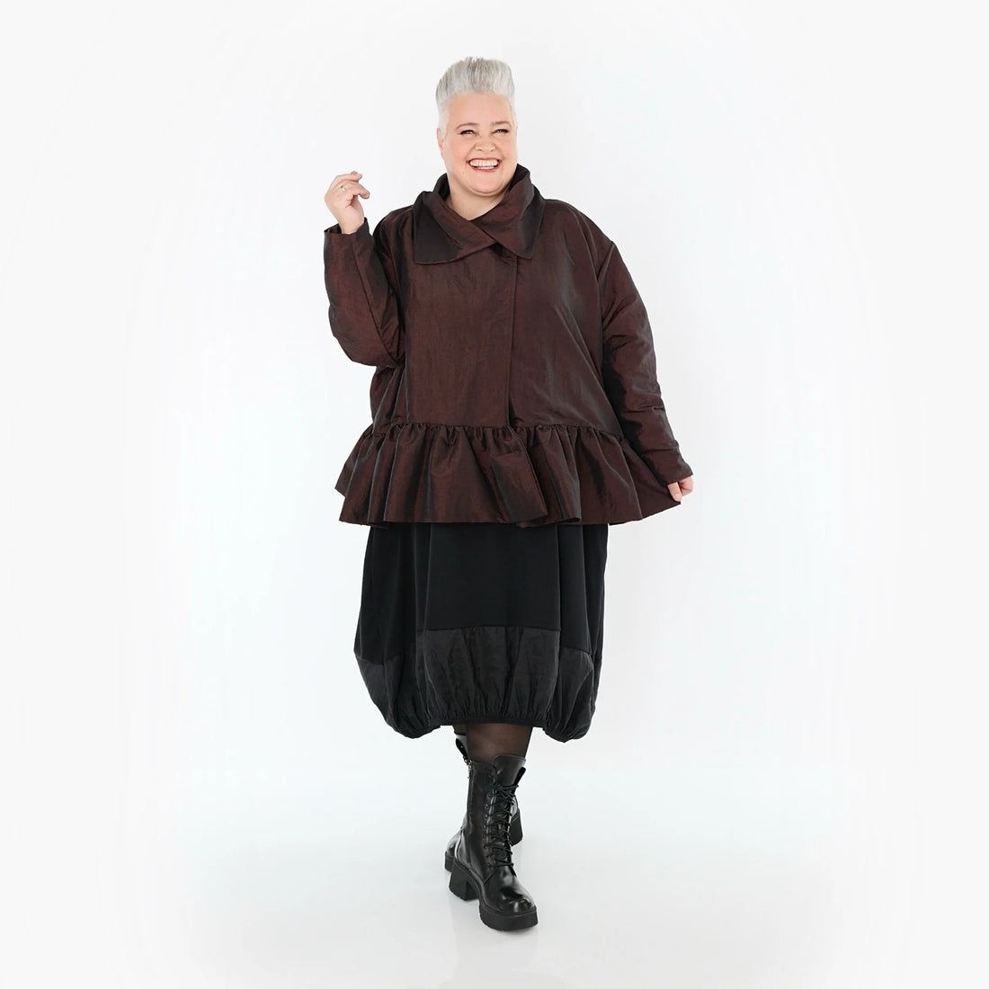  A-Form Jacke von AKH Premium aus Viskose, P107166, Braun, Ausgefallen, Zeitlos, Schick