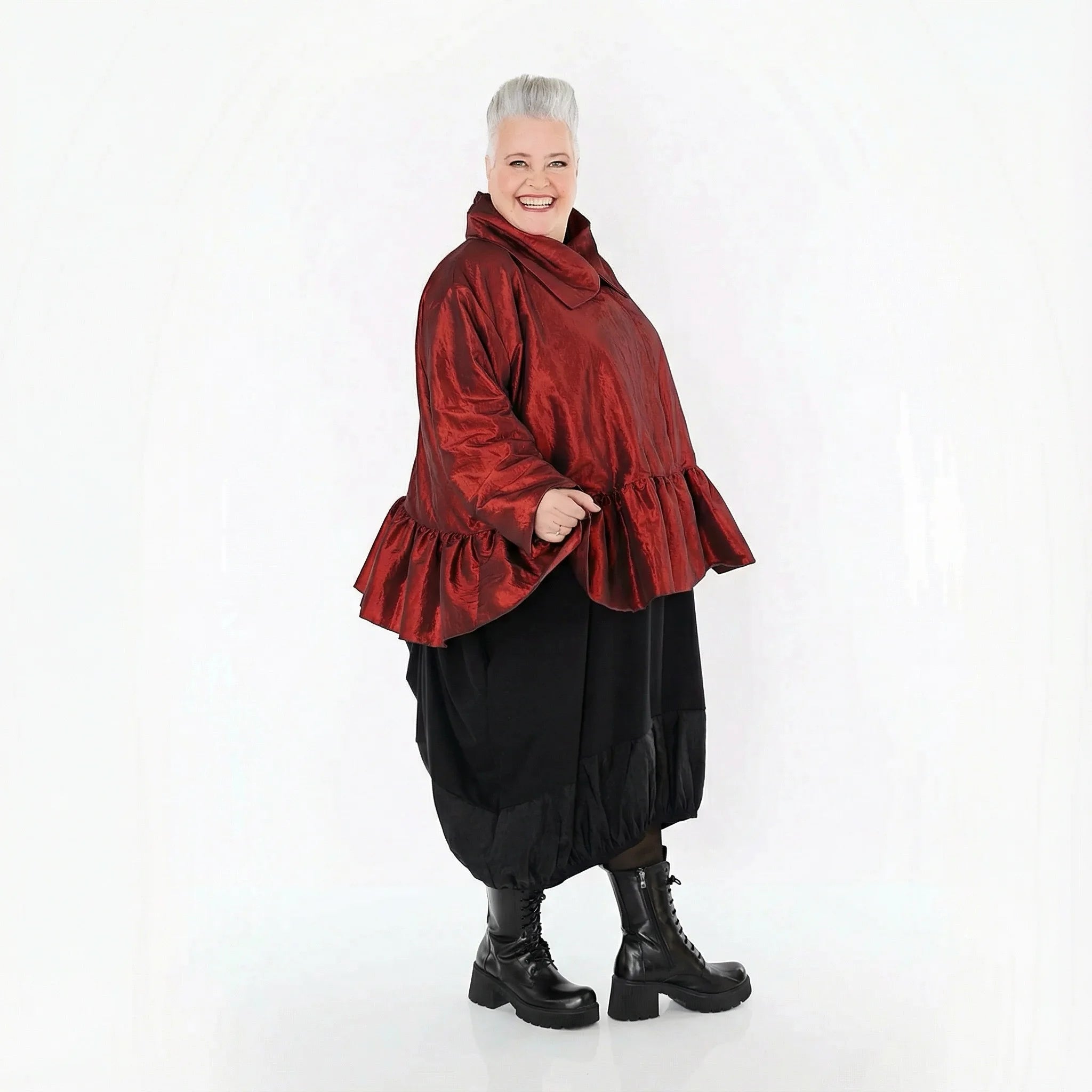  A-Form Jacke von AKH Premium aus Viskose, P107166, Dunkelrot, Ausgefallen, Zeitlos, Schick