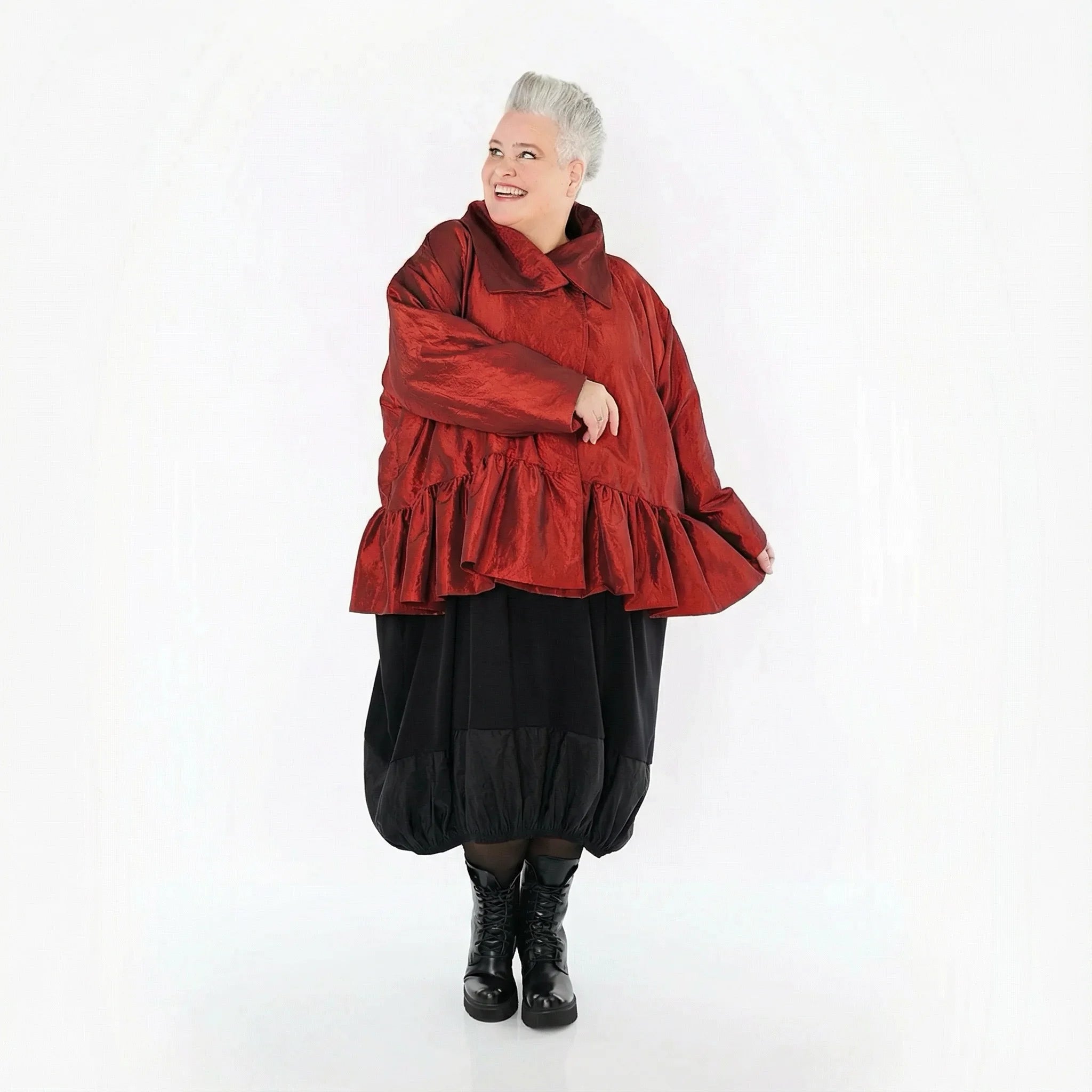  A-Form Jacke von AKH Premium aus Viskose, P107166, Dunkelrot, Ausgefallen, Zeitlos, Schick