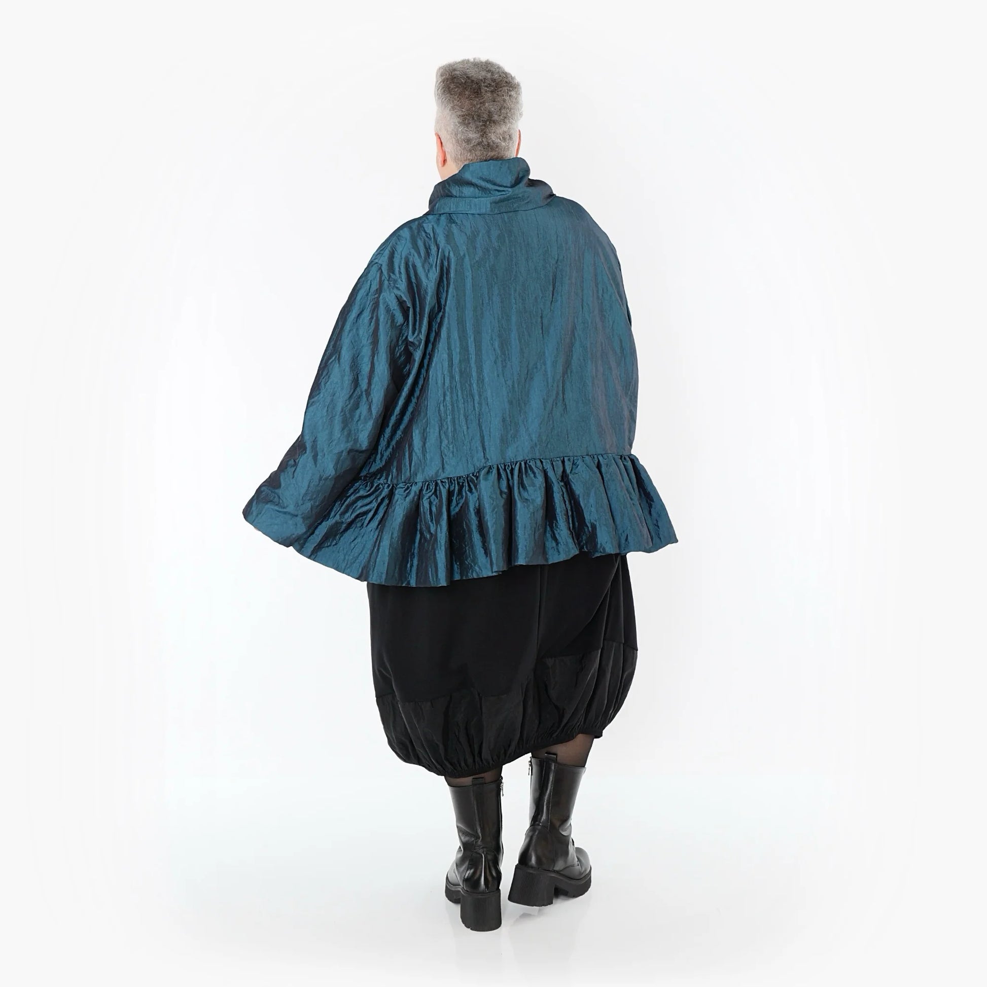  A-Form Jacke von AKH Premium aus Viskose, P107166, Petrol, Ausgefallen, Zeitlos, Schick