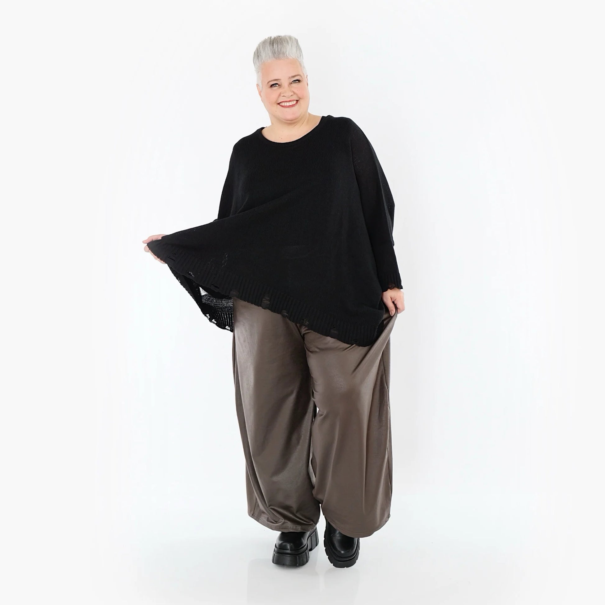  Ballonhose von AKH Premium aus Materialmix, P1027.7126, Braun, Ausgefallen, Zeitlos