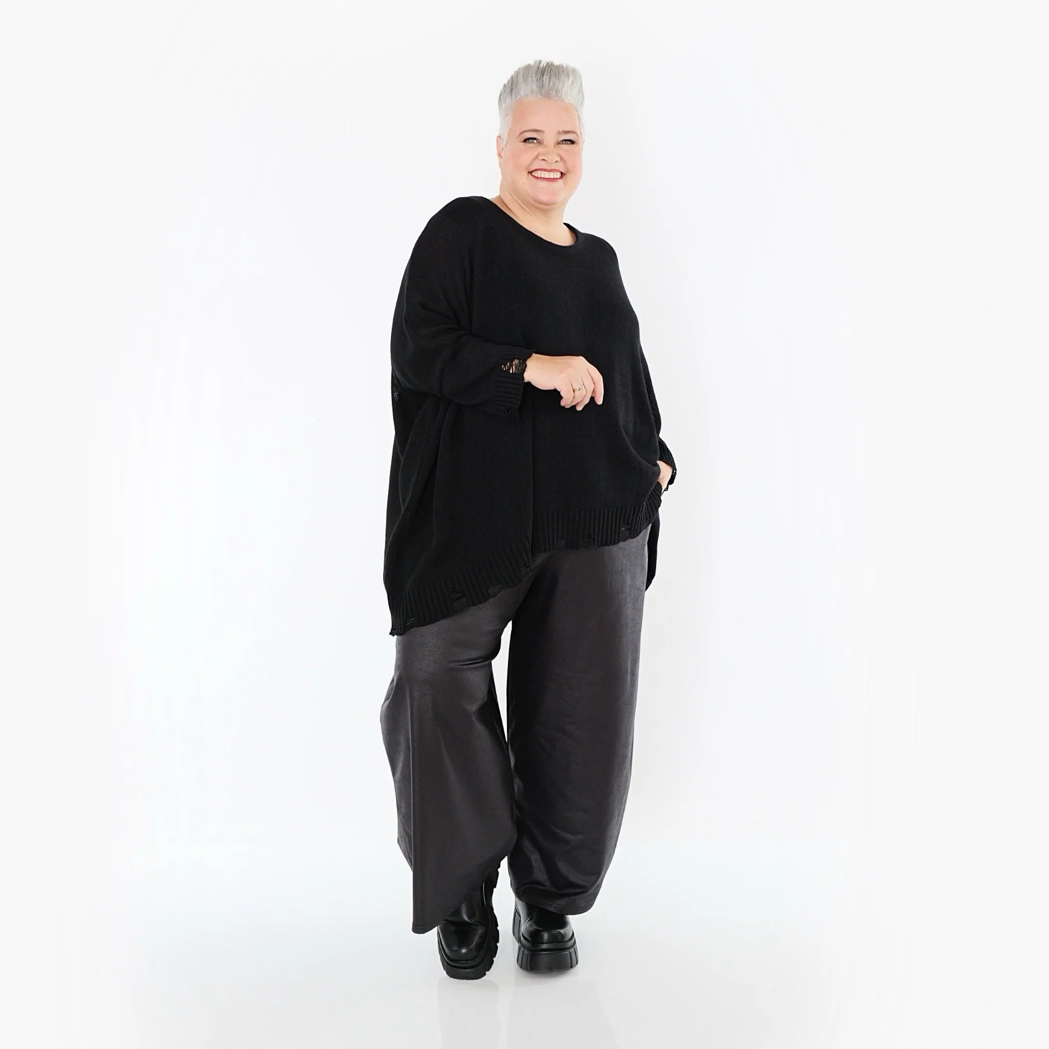Ballonhose von AKH Premium aus Materialmix, P1027.7126, Schwarz, Ausgefallen, Zeitlos