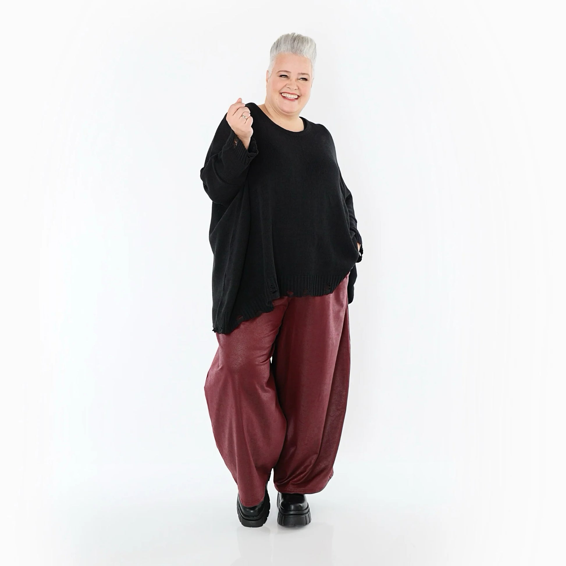  Ballonhose von AKH Premium aus Materialmix, P1027.7126, Weinrot, Ausgefallen, Zeitlos