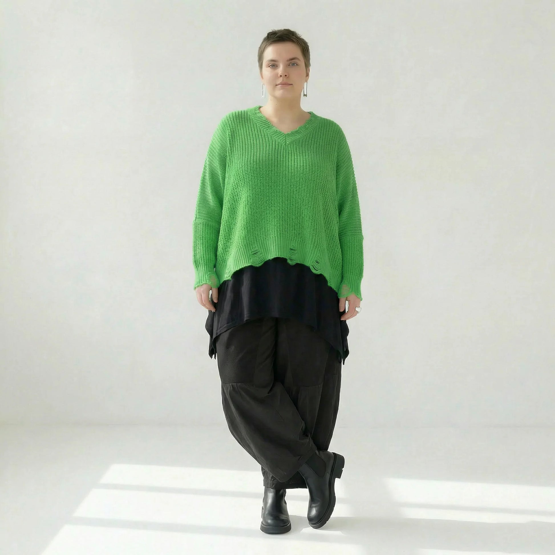  AKH Premium Überwurf in kastiger Form, aus Baumwolle, P1032.2602, Apfelgrün, Ausgefallen