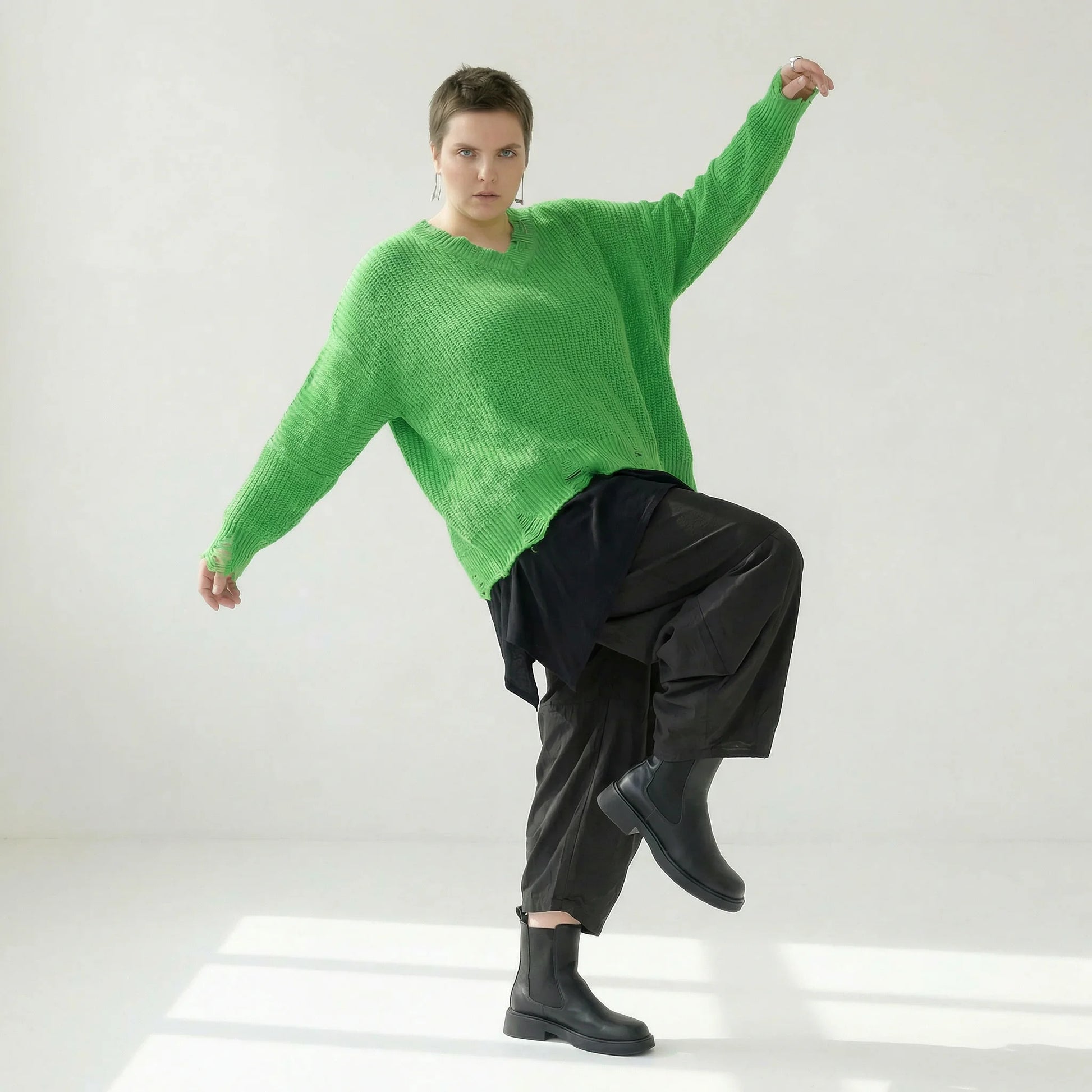  AKH Premium Überwurf in kastiger Form, aus Baumwolle, P1032.2602, Apfelgrün, Ausgefallen