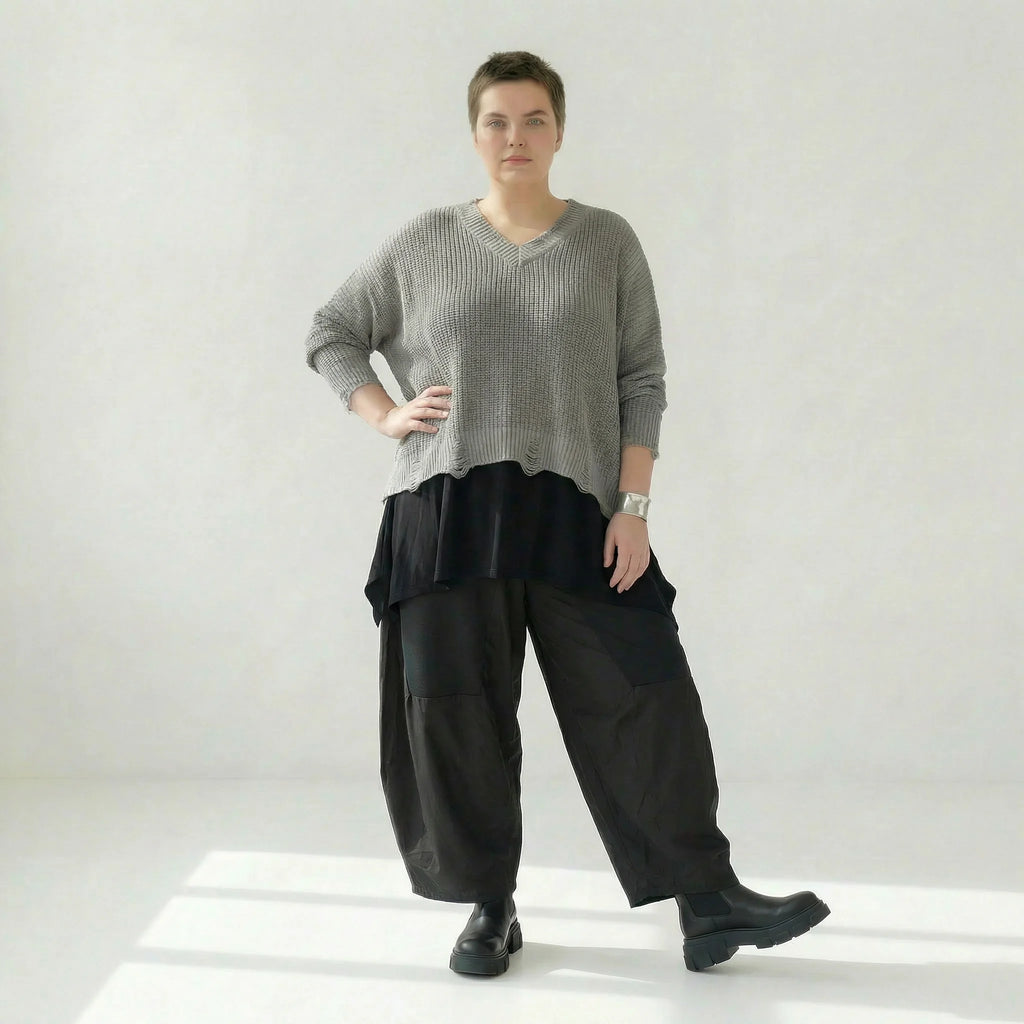  AKH Premium Überwurf in kastiger Form, aus Baumwolle, P1032.2602, Grau, Ausgefallen