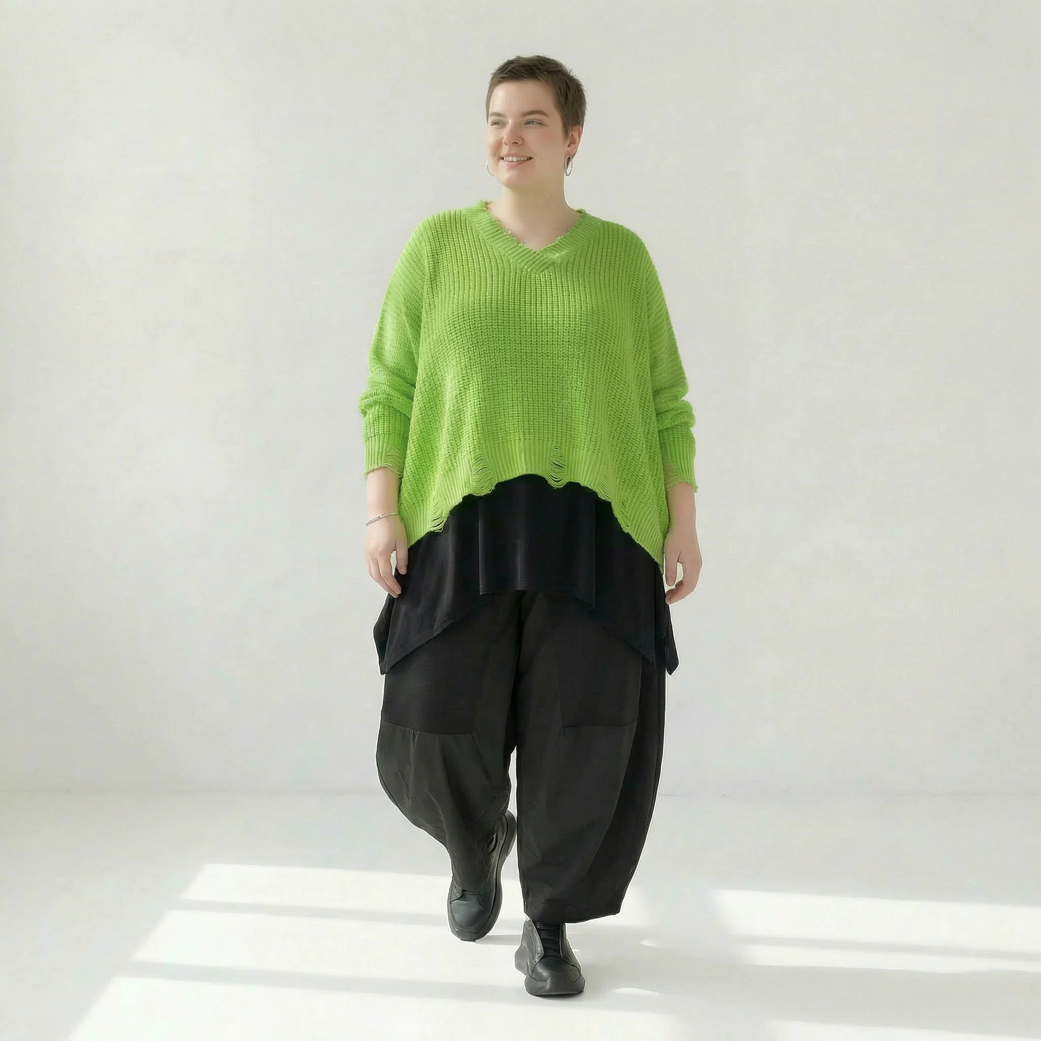  AKH Premium Überwurf in kastiger Form, aus Baumwolle, P1032.2602, NeonGrün, Ausgefallen