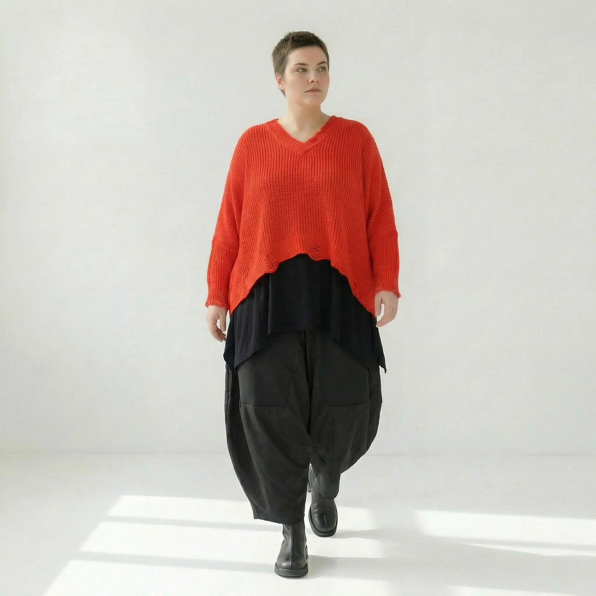  AKH Premium Überwurf in kastiger Form, aus Baumwolle, P1032.2602, Orange, Ausgefallen