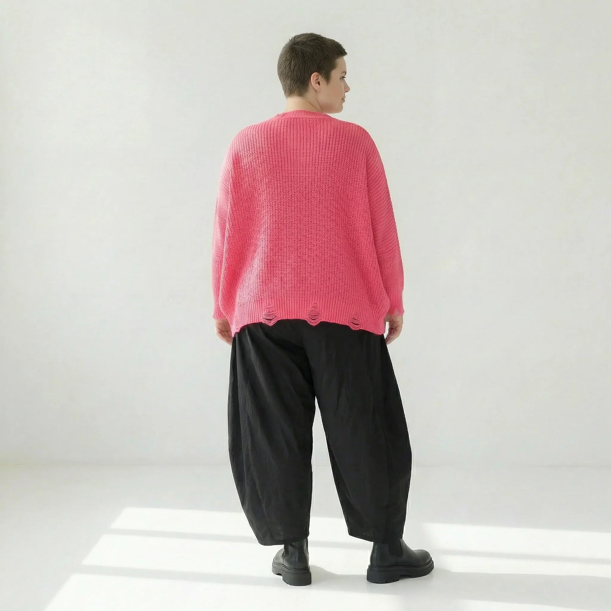  AKH Premium Überwurf in kastiger Form, aus Baumwolle, P1032.2602, Rosa, Ausgefallen