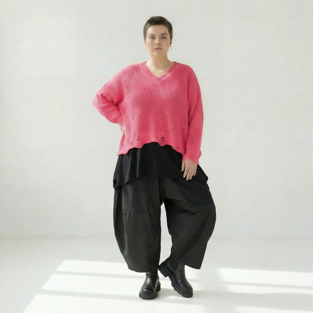  AKH Premium Überwurf in kastiger Form, aus Baumwolle, P1032.2602, Rosa, Ausgefallen