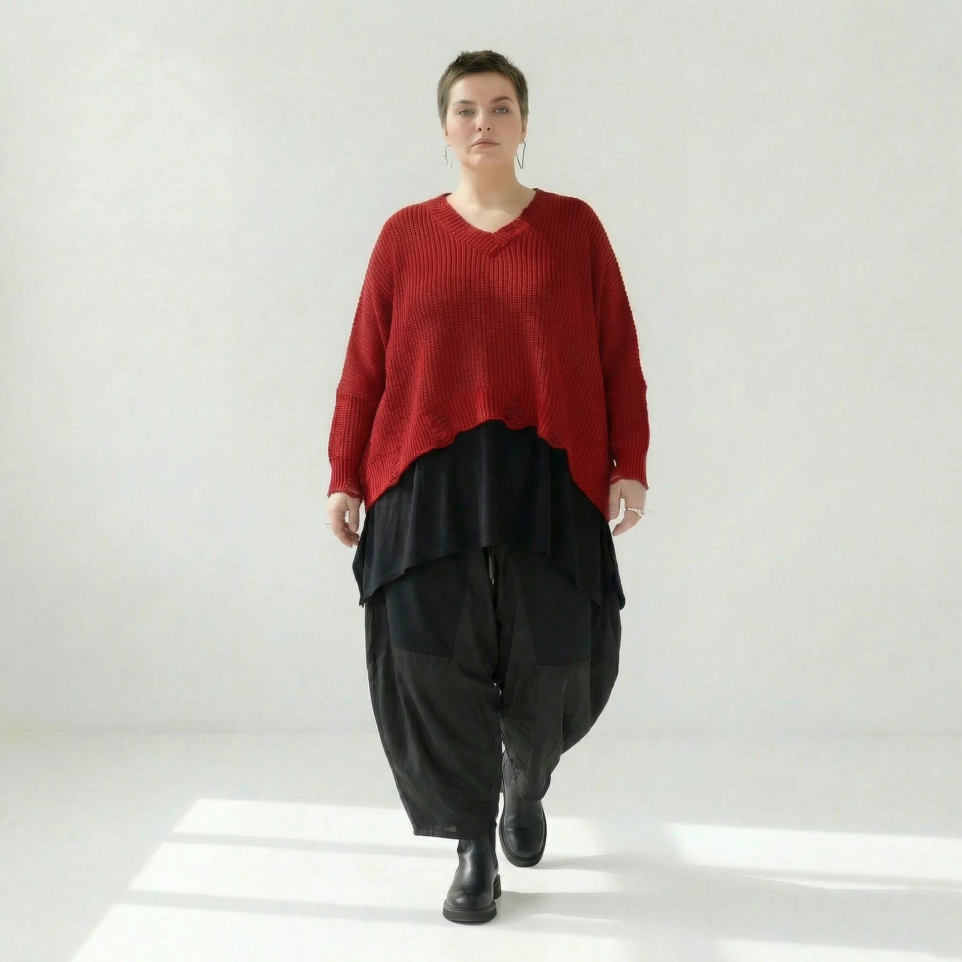  AKH Premium Überwurf in kastiger Form, aus Baumwolle, P1032.2602, Rot, Ausgefallen, Schick