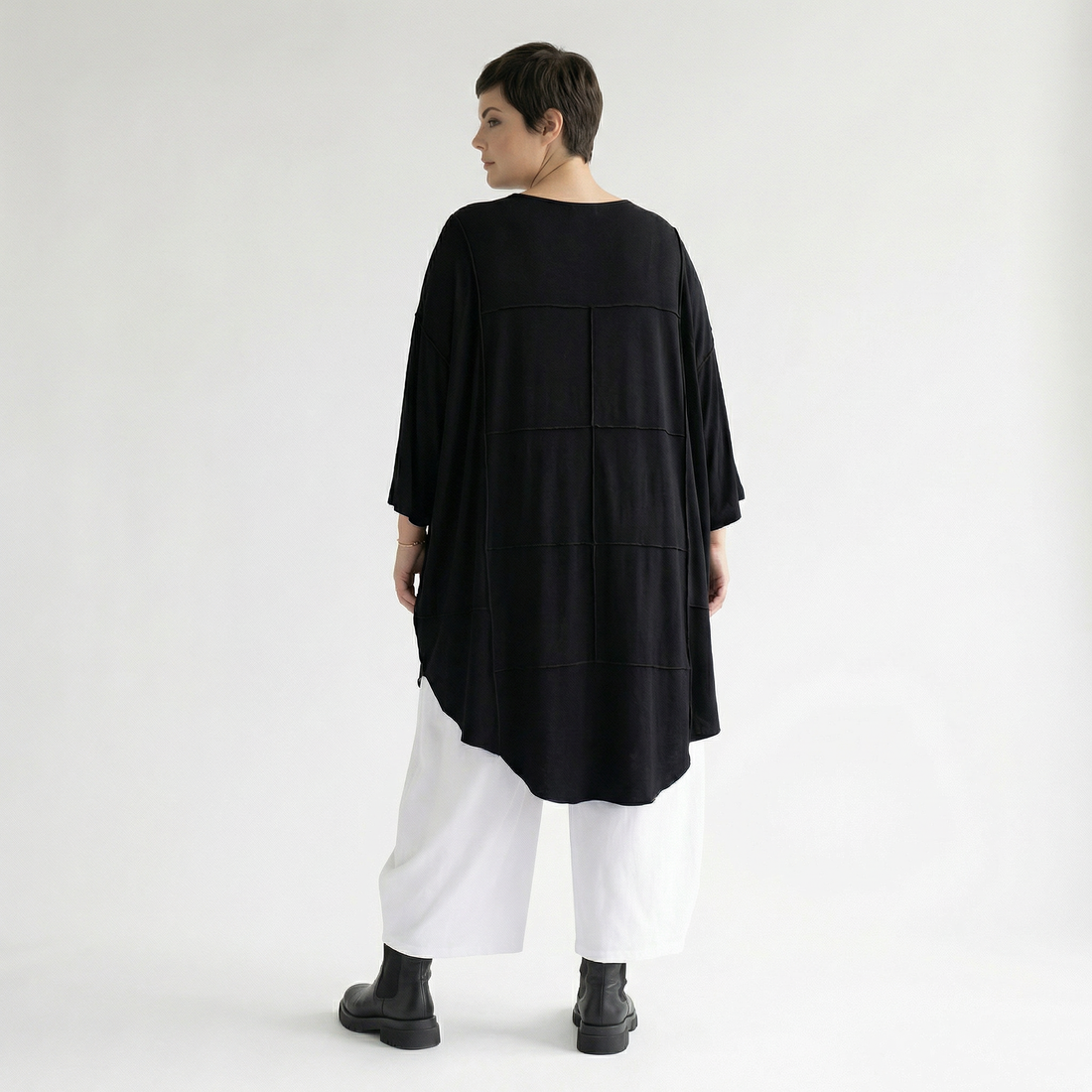  AKH Fashion Bigshirt in gerundeter Form, aus Viskose, 1233.06515, Schwarz, Ausgefallen