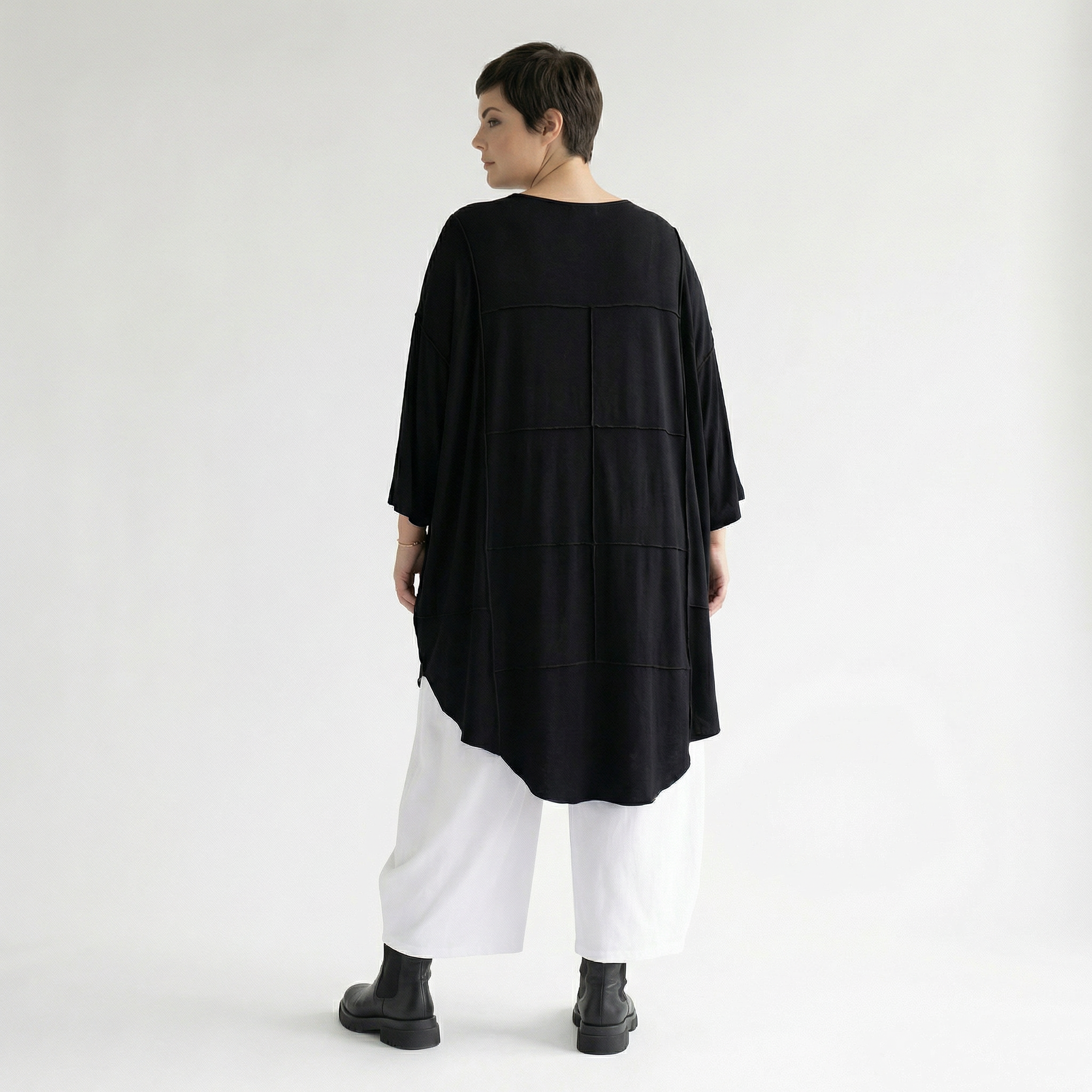  AKH Fashion Bigshirt in gerundeter Form, aus Viskose, 1233.06515, Schwarz, Ausgefallen