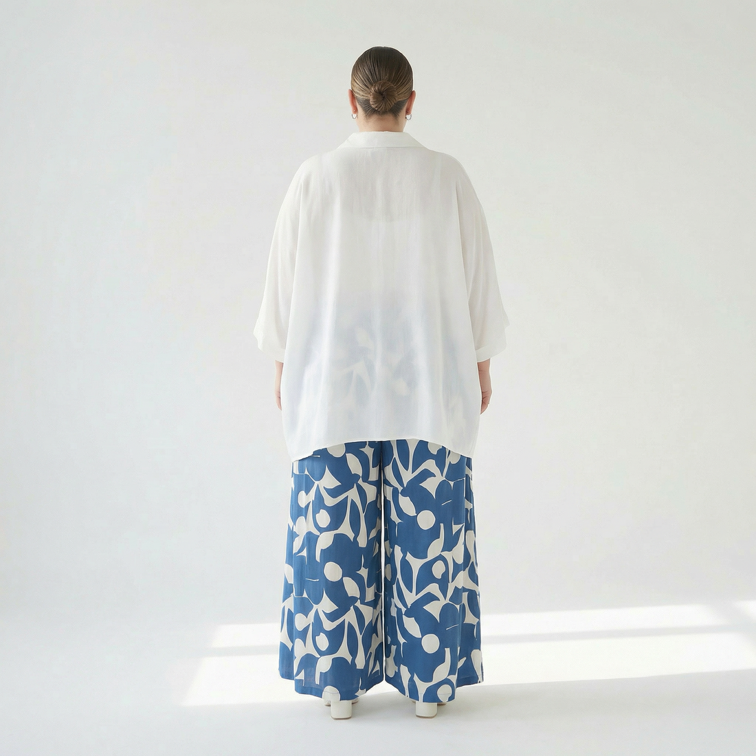  Palazzo Hose von AKH Fashion aus Viskose, 1471.07063, Blau/Weiß, Muster, Ausgefallen