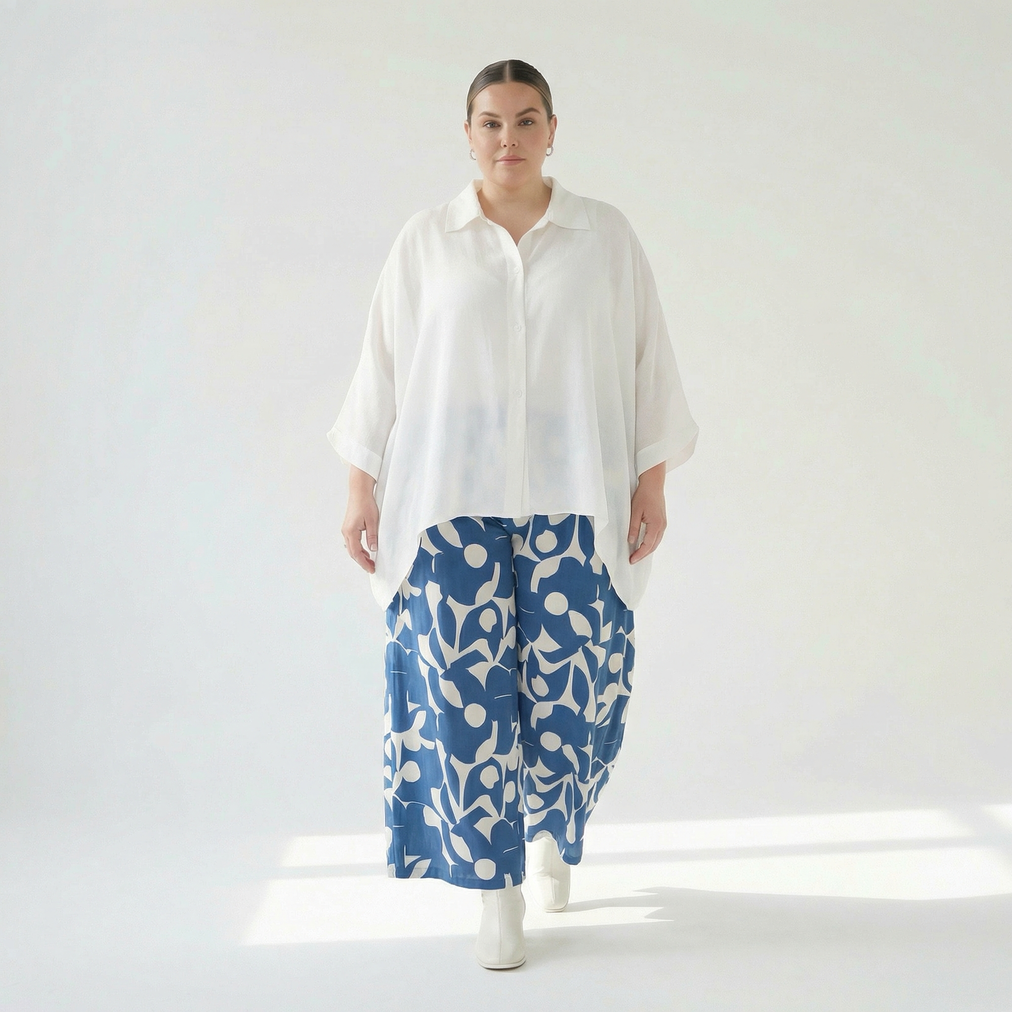  Palazzo Hose von AKH Fashion aus Viskose, 1471.07063, Blau/Weiß, Muster, Ausgefallen