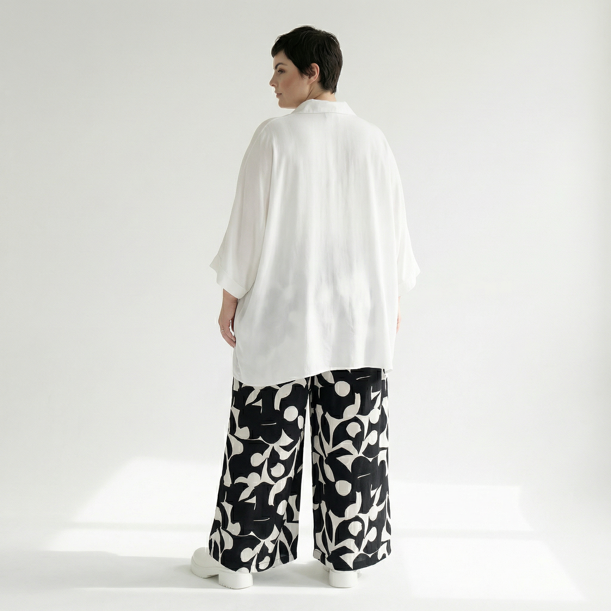  Palazzo Hose von AKH Fashion aus Viskose, 1471.07063, Schwarz/Weiß, Muster, Ausgefallen