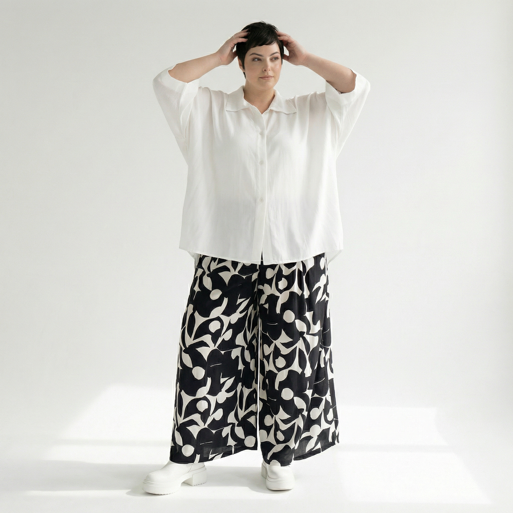  Palazzo Hose von AKH Fashion aus Viskose, 1471.07063, Schwarz/Weiß, Muster, Ausgefallen