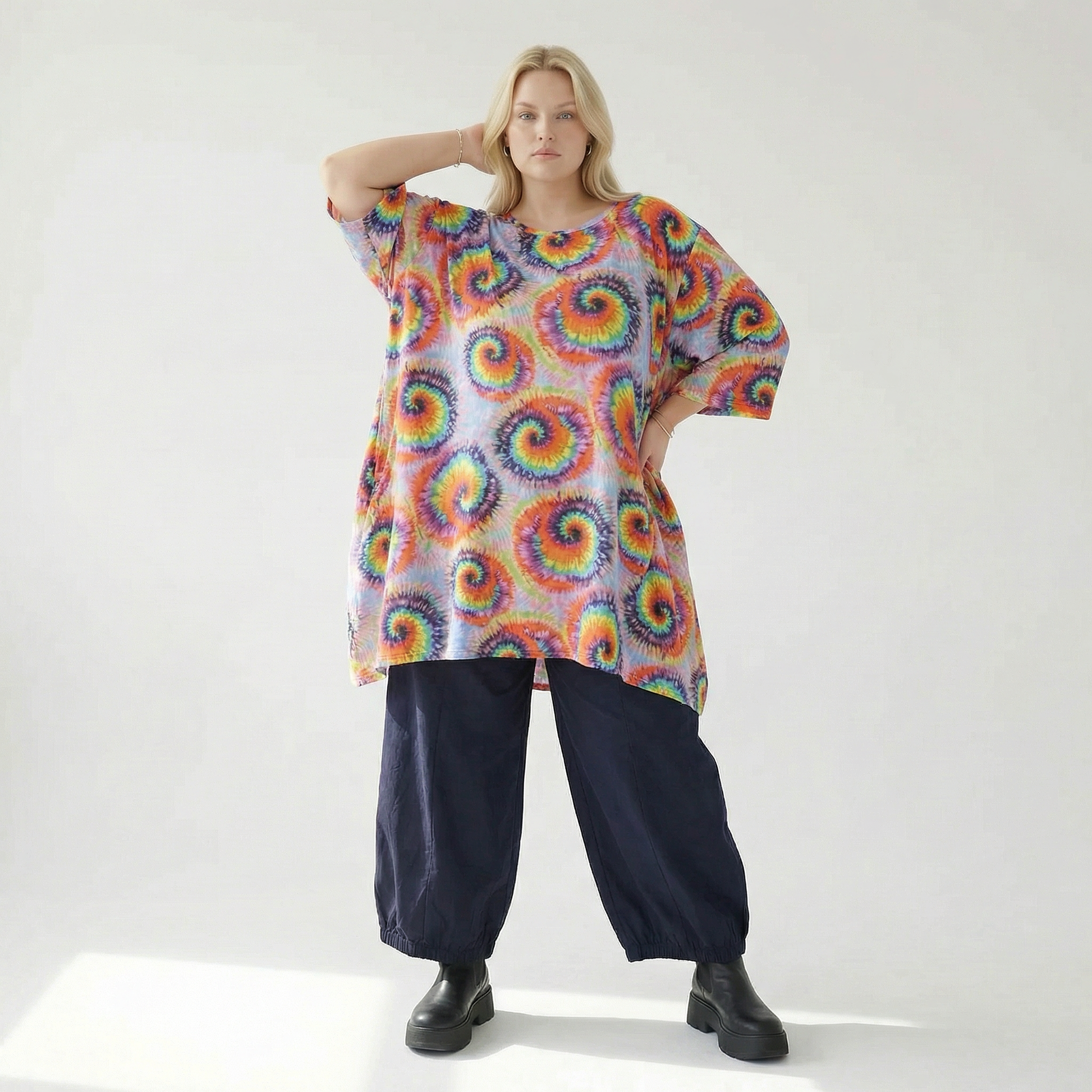  A-Form Bigshirt von AKH Fashion aus Baumwolle, 1503.07114, Multicolor, Farbmix, Ausgefallen