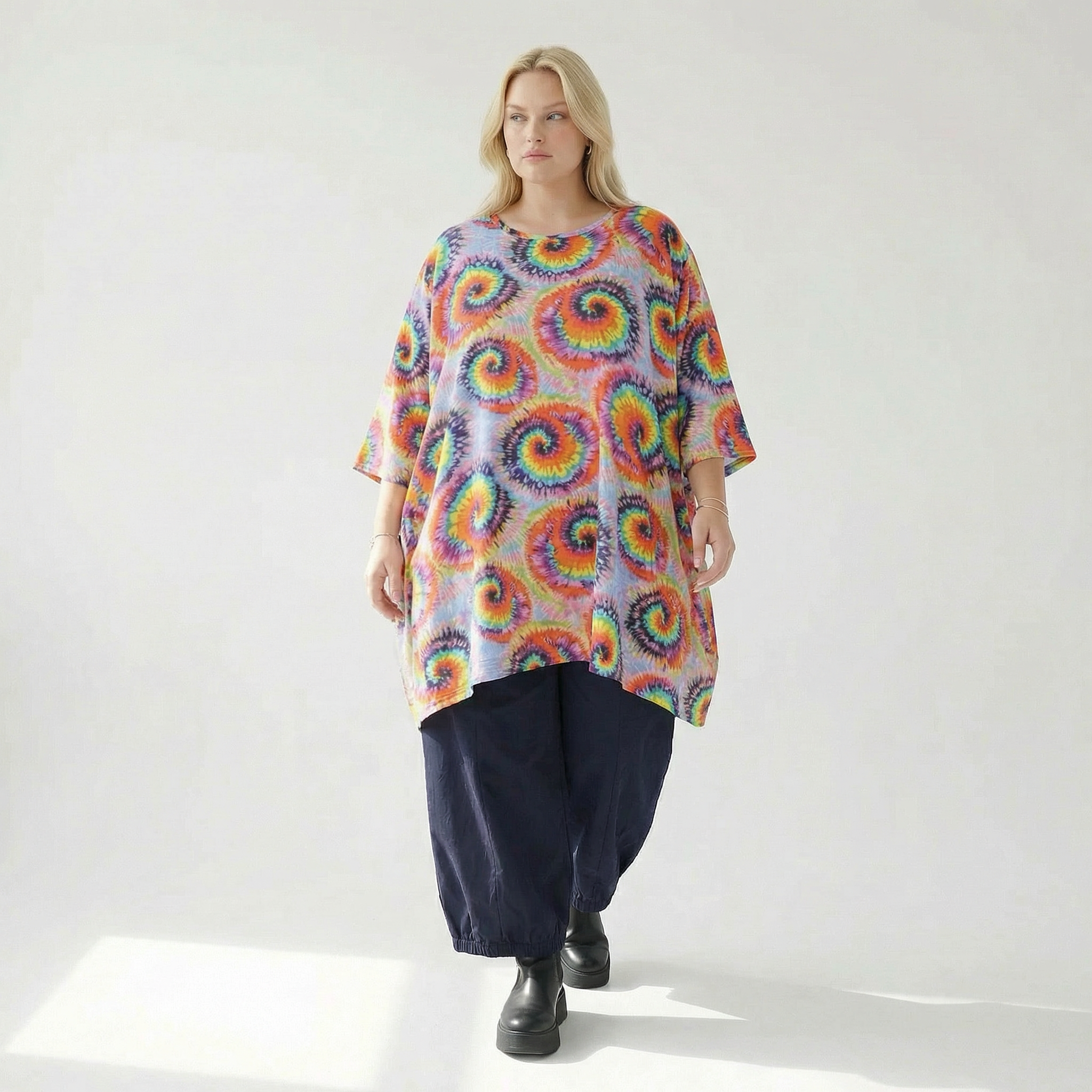  A-Form Bigshirt von AKH Fashion aus Baumwolle, 1503.07114, Multicolor, Farbmix, Ausgefallen