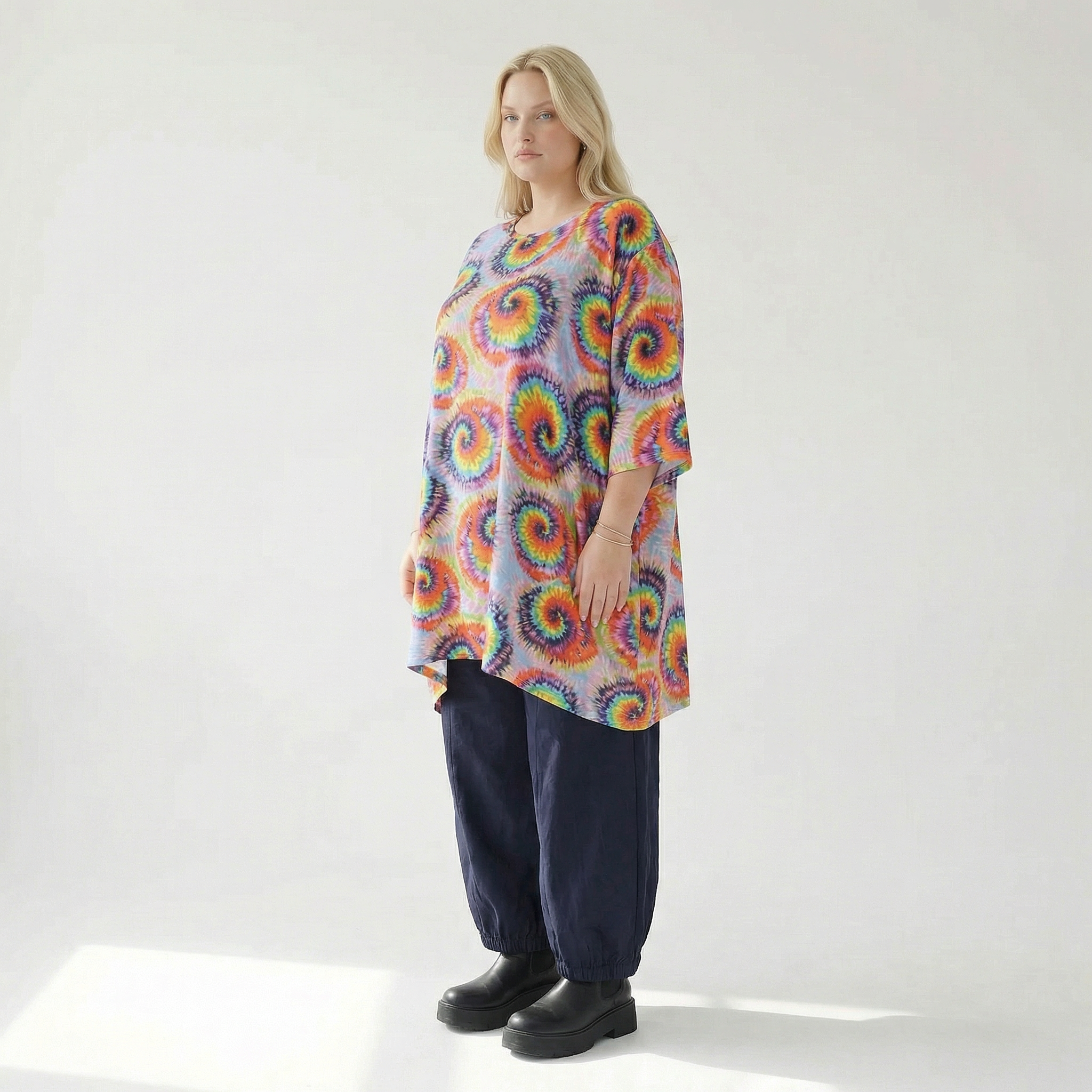  A-Form Bigshirt von AKH Fashion aus Baumwolle, 1503.07114, Multicolor, Farbmix, Ausgefallen