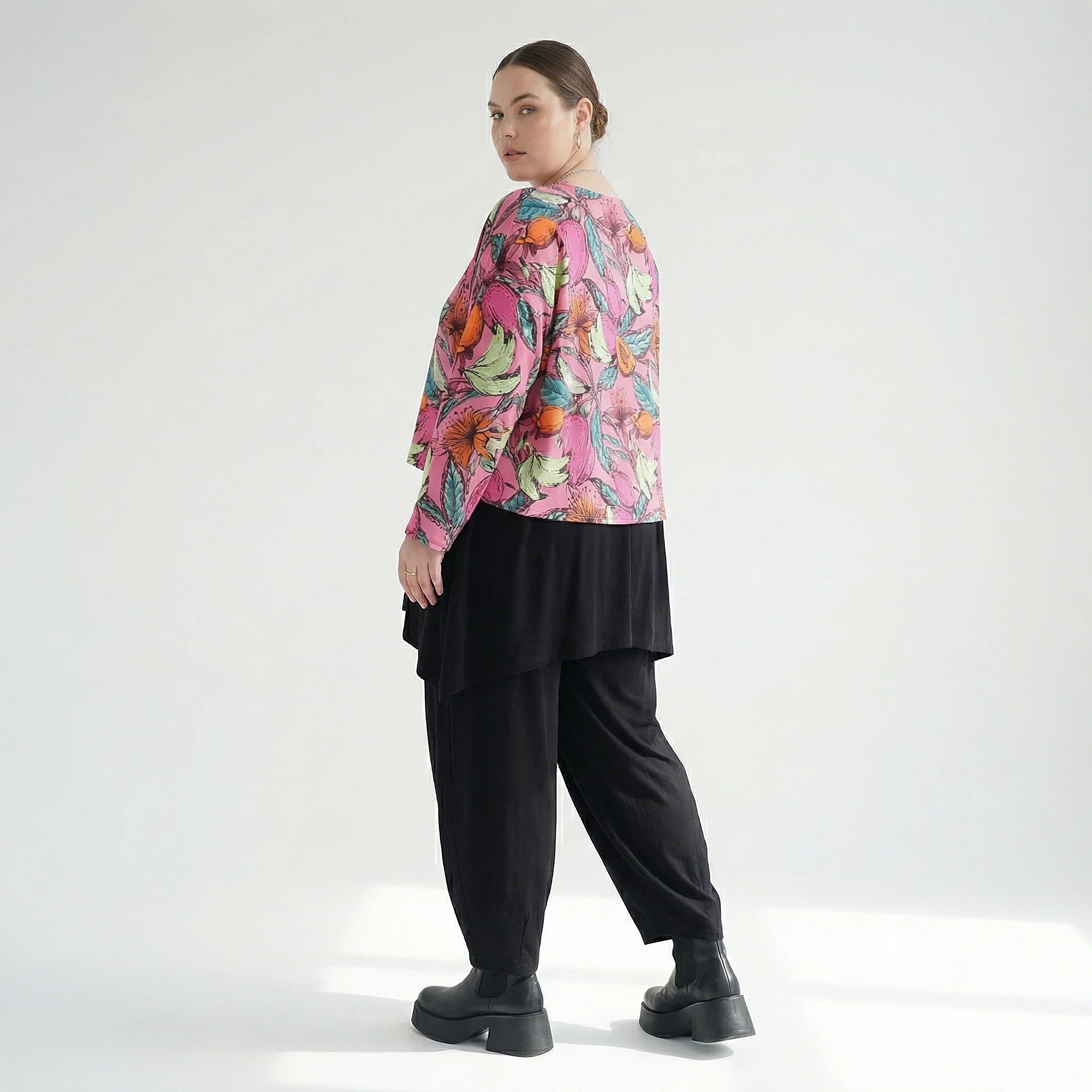  AKH Fashion Überwurf in kastiger Form, aus Baumwolle, 1507.07011, Rosa/Multi, Blumen