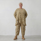 Luftiges Oversize Lagenlook Big Shirt in feiner Baumwoll-Popeline mit Batikmuster, Camel