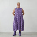 Luftiges Kleid in angesagtem Oversize Lagenlook aus feiner Baumwoll Popeline mit Batikmuster, Lila