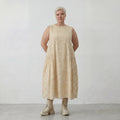 Luftiges Ballonkleid aus reiner Baumwolle im angesagten Lagenlook mit Batik Akzent, Vanille